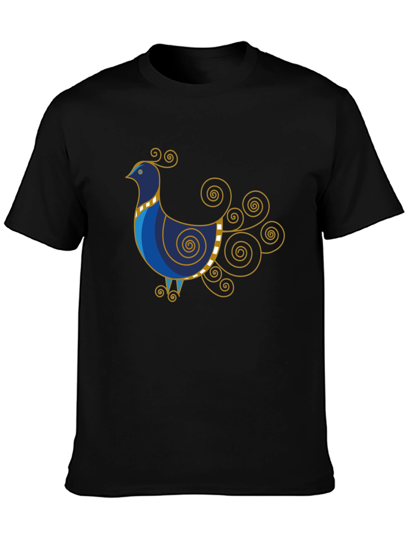 Stylized Bird Graphic Tee - Black