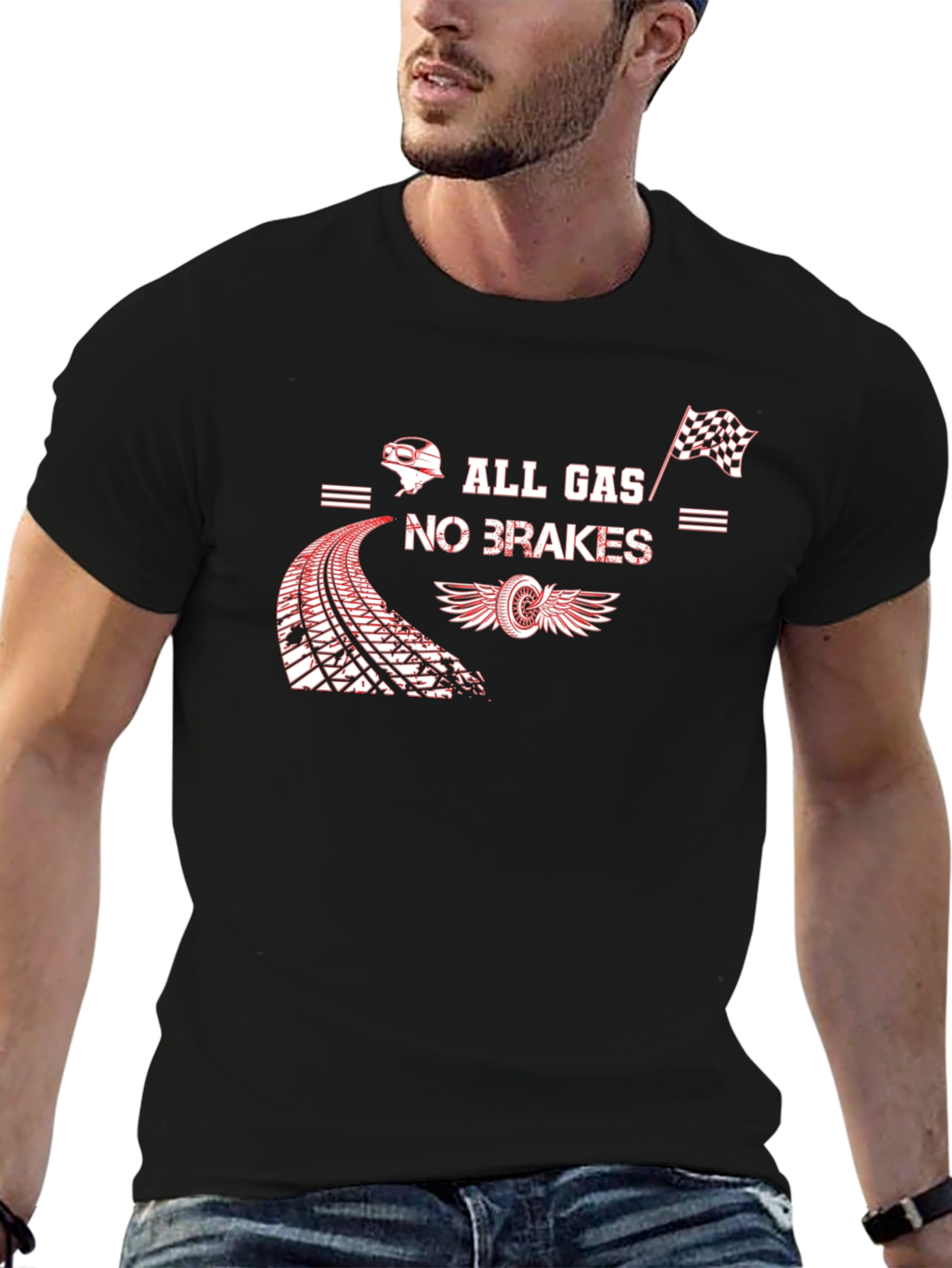 All Gas No Brakes Black Graphic Tee
