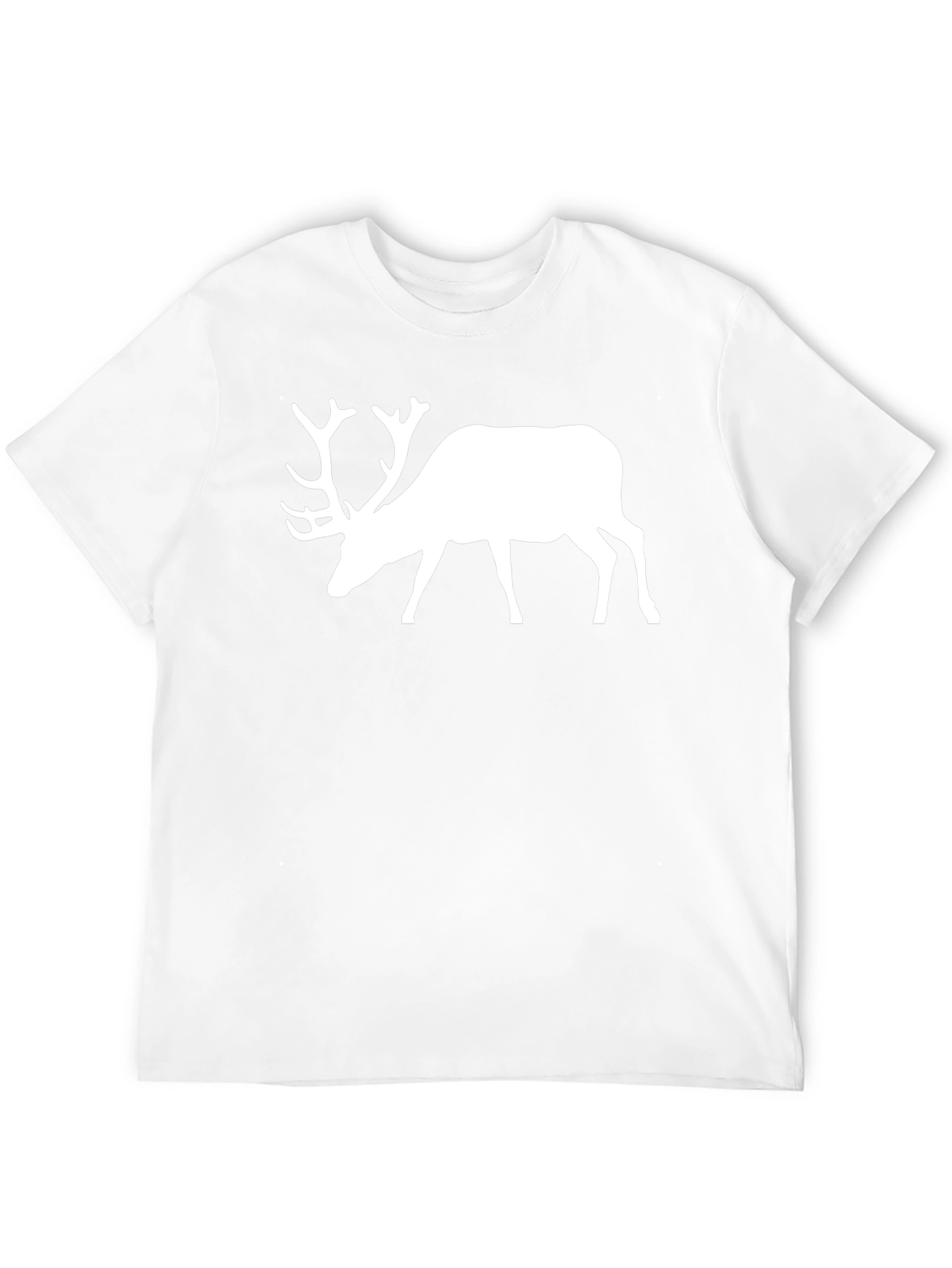 Mens Black T-Shirt with White Deer Graphic