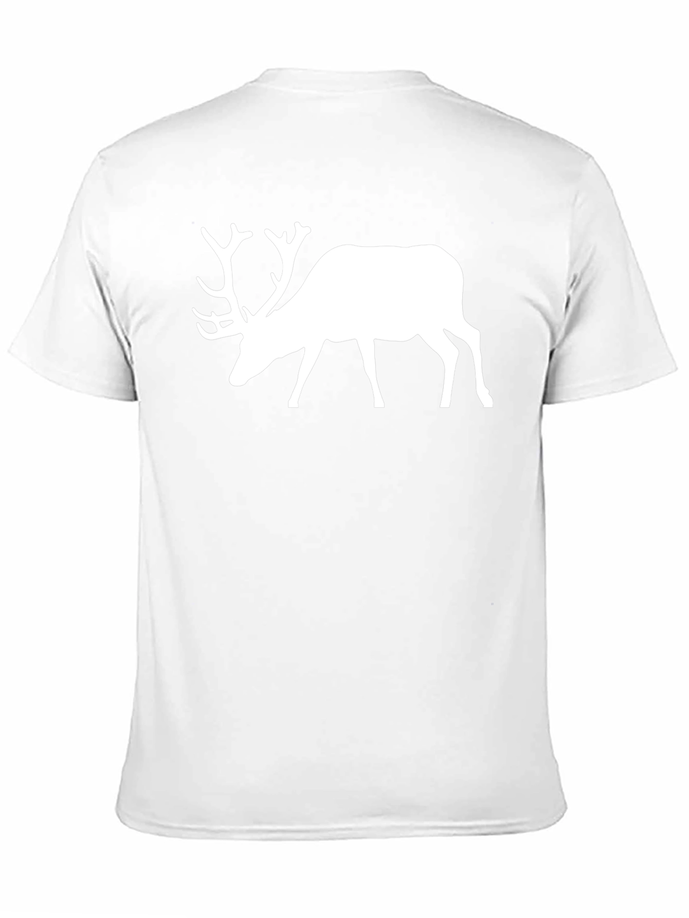 Mens Black T-Shirt with White Deer Graphic