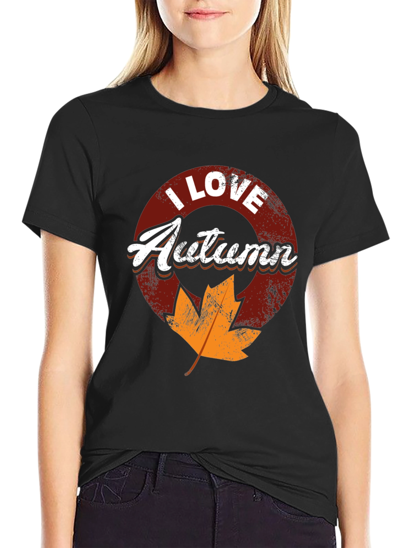 I Love Autumn Black T-Shirt