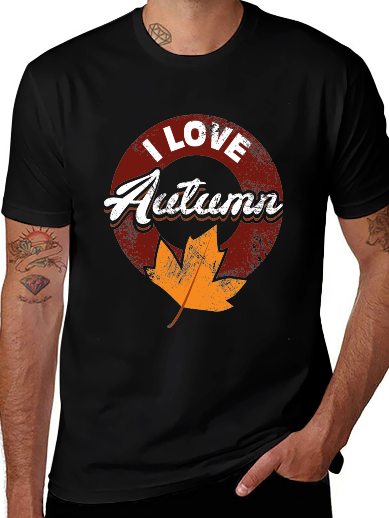 I Love Autumn Black T-Shirt