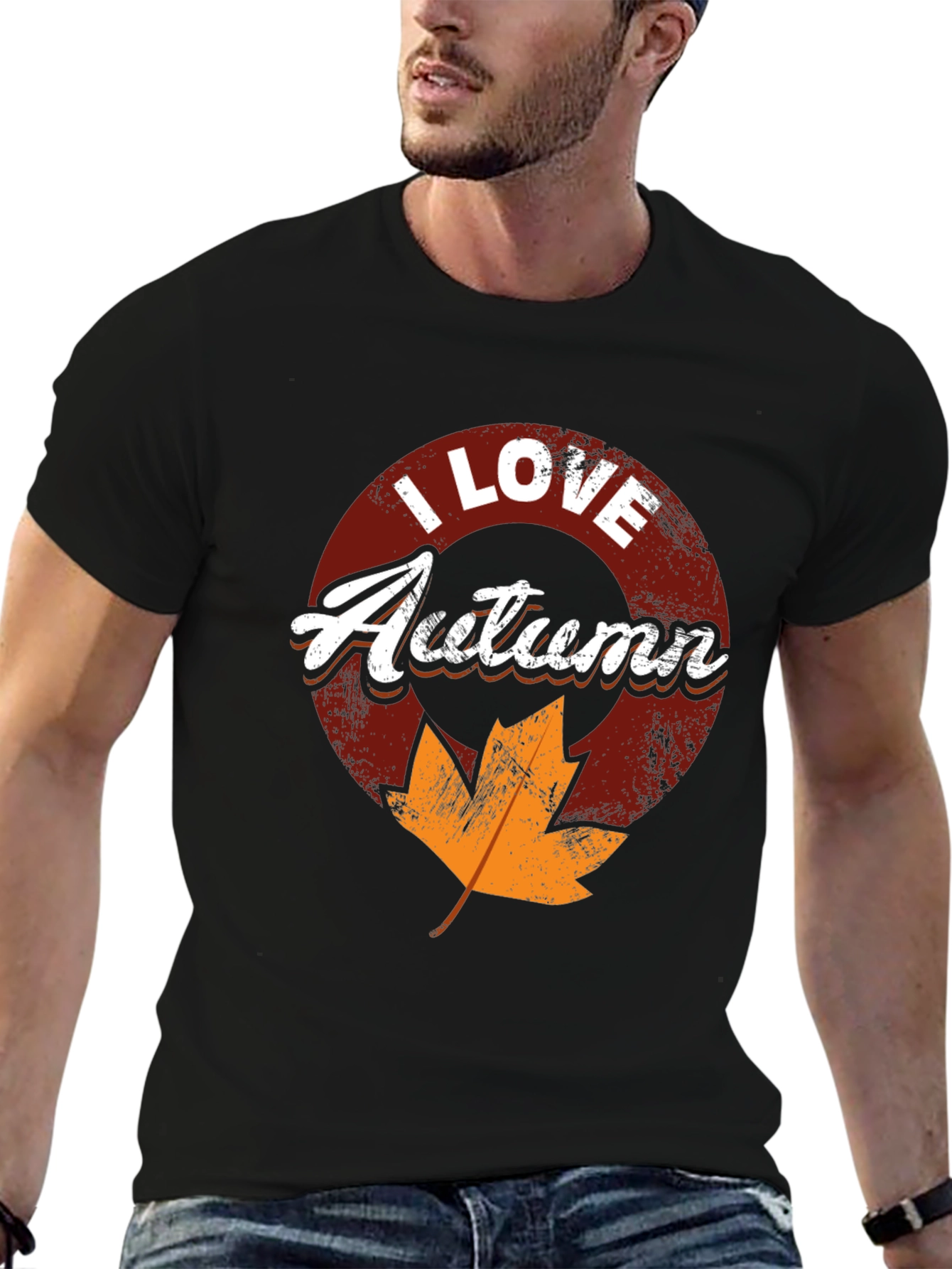 I Love Autumn Black T-Shirt