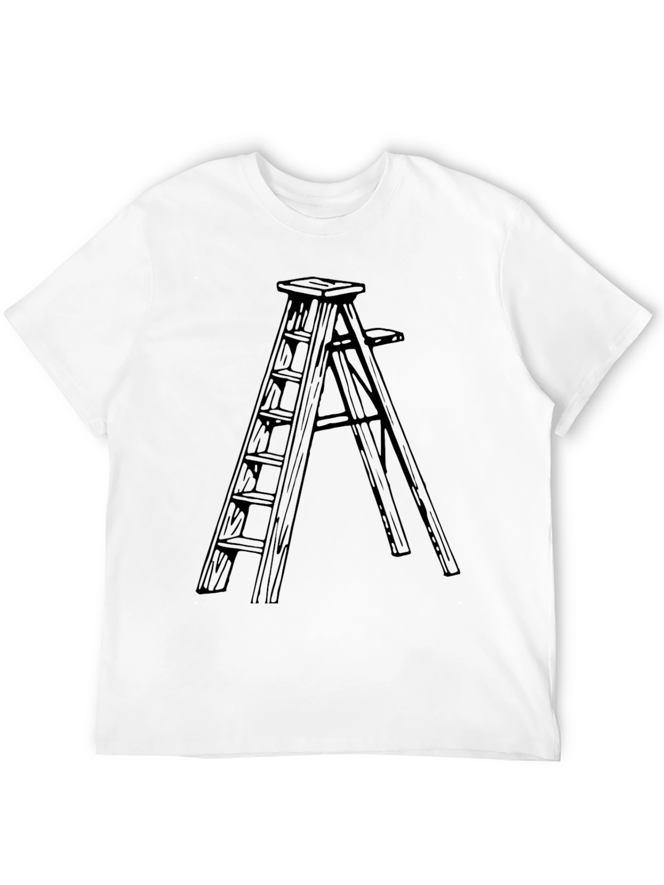 Ladder Print Black T-Shirt - Unisex Casual Tee