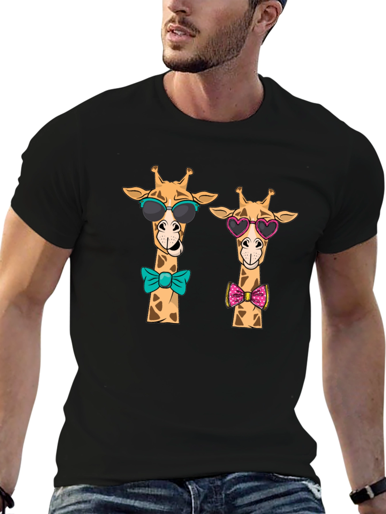 Giraffe Love Graphic Tee - Cute Cartoon Giraffe T-Shirt