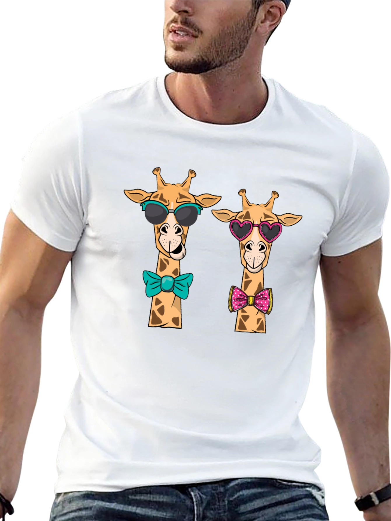 Giraffe Love Graphic Tee - Cute Cartoon Giraffe T-Shirt