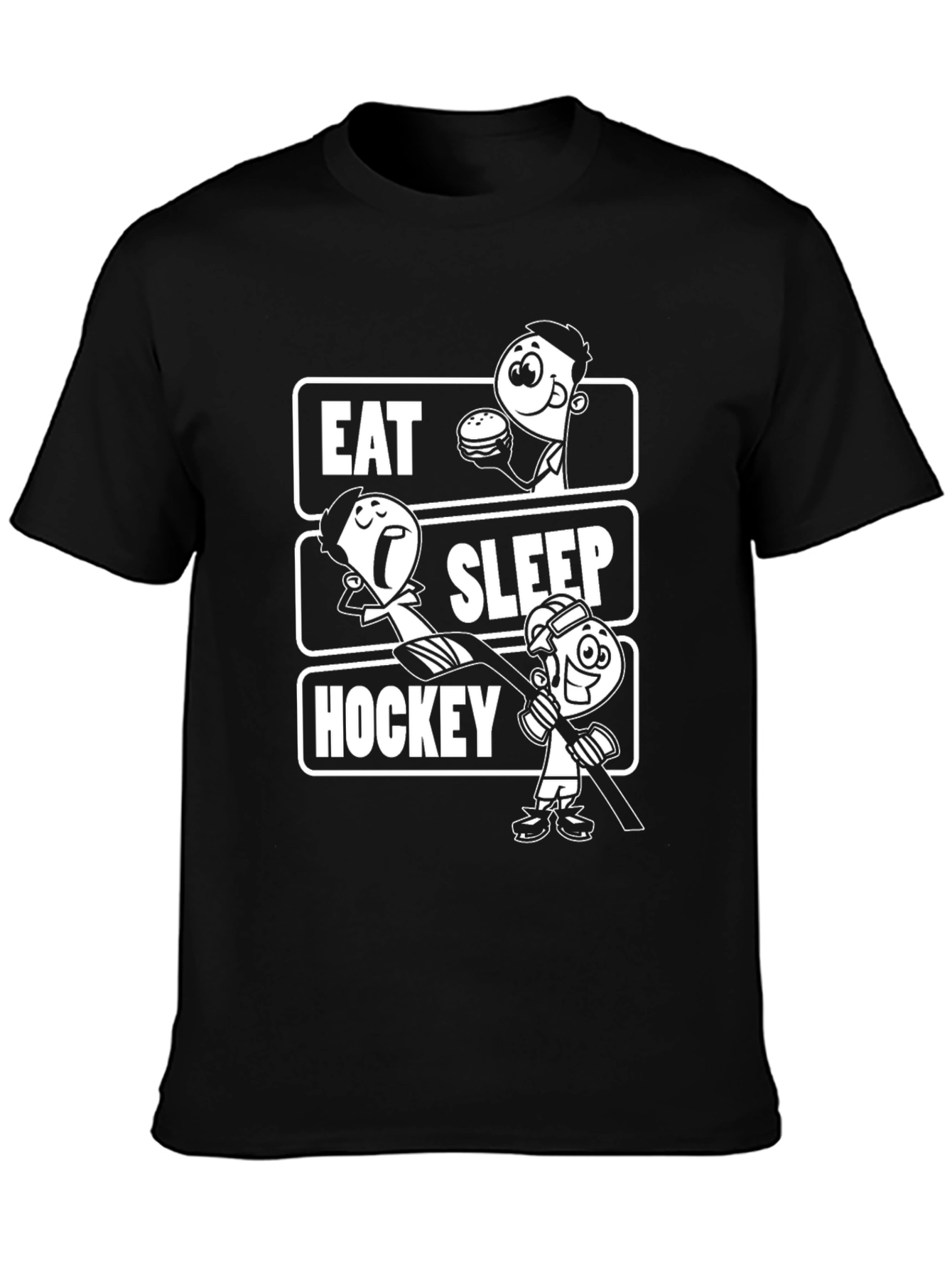 Eat Sleep Hockey Black Graphic T-Shirt