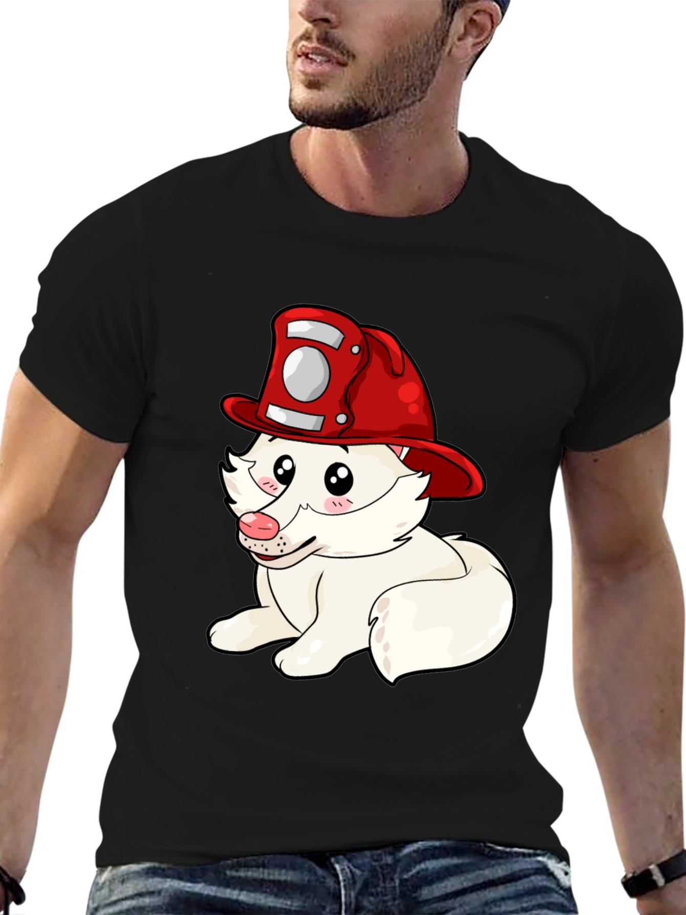 Firefighter Puppy T-Shirt - Cute Cartoon Dog Tee