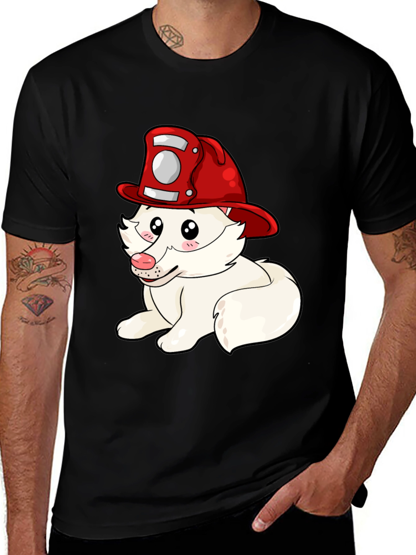 Firefighter Puppy T-Shirt - Cute Cartoon Dog Tee