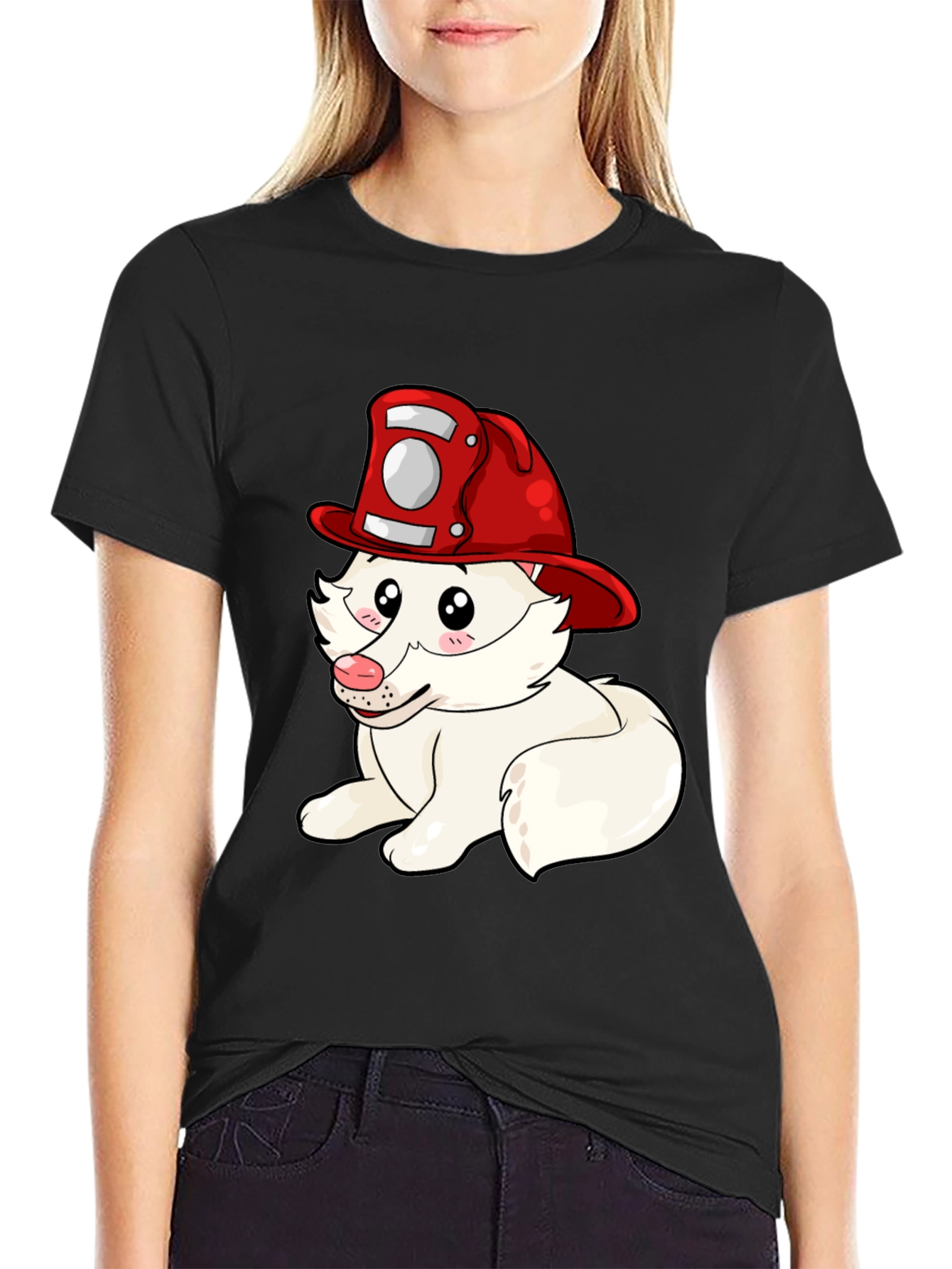 Firefighter Puppy T-Shirt - Cute Cartoon Dog Tee
