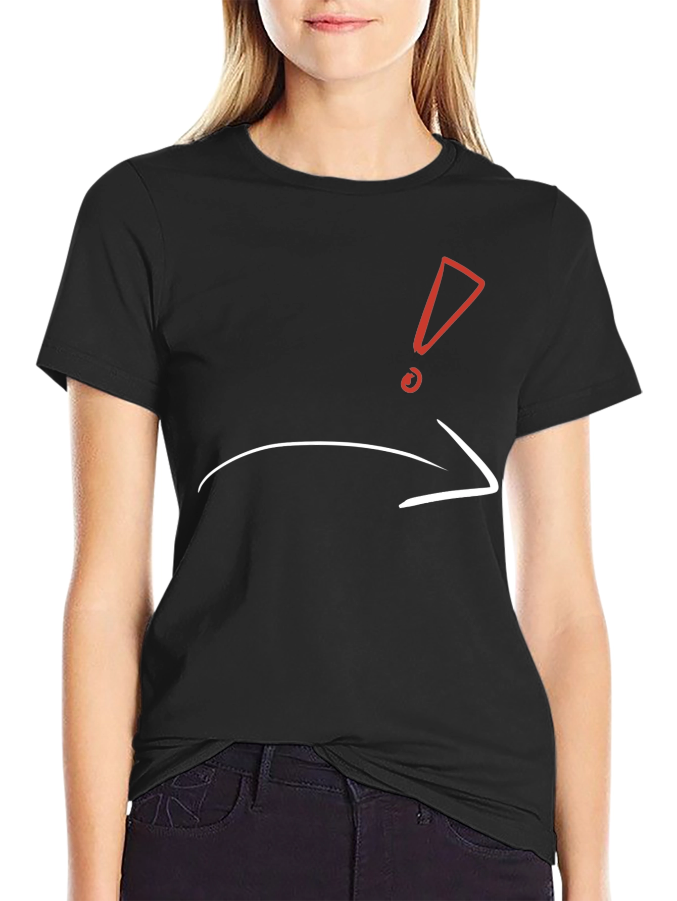Funny Graphic Tee - Exclamation Arrow Black T-Shirt