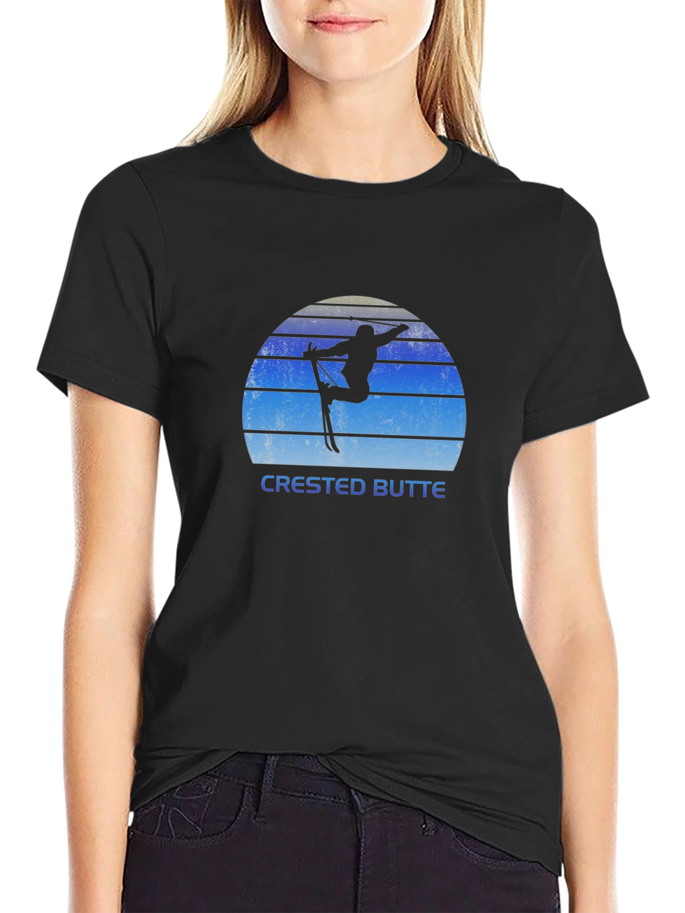 Crested Butte Skiing Silhouette T-Shirt