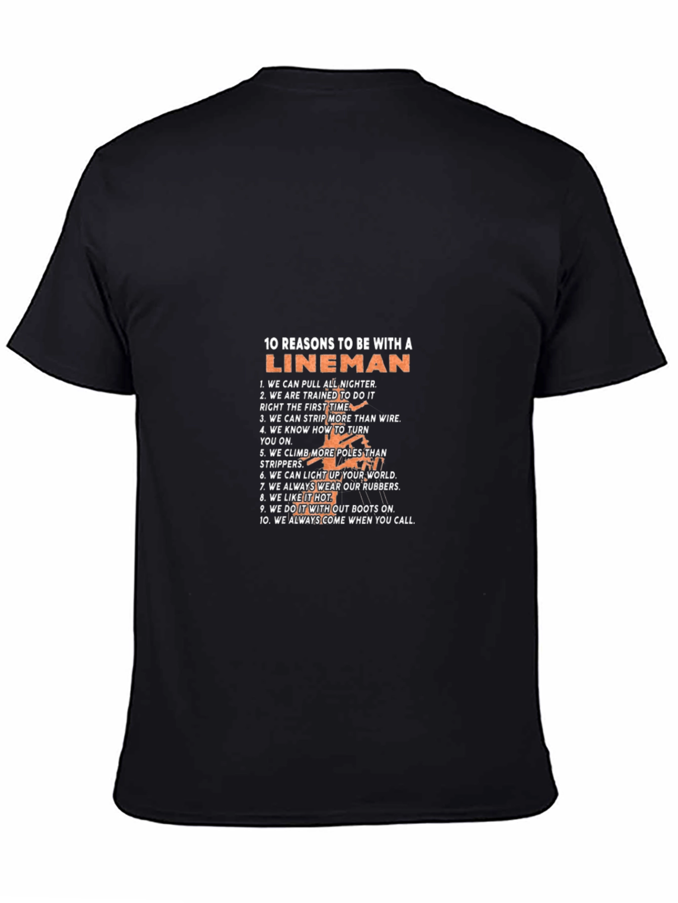 Lineman Reasons Graphic Tee - Black Cotton T-Shirt