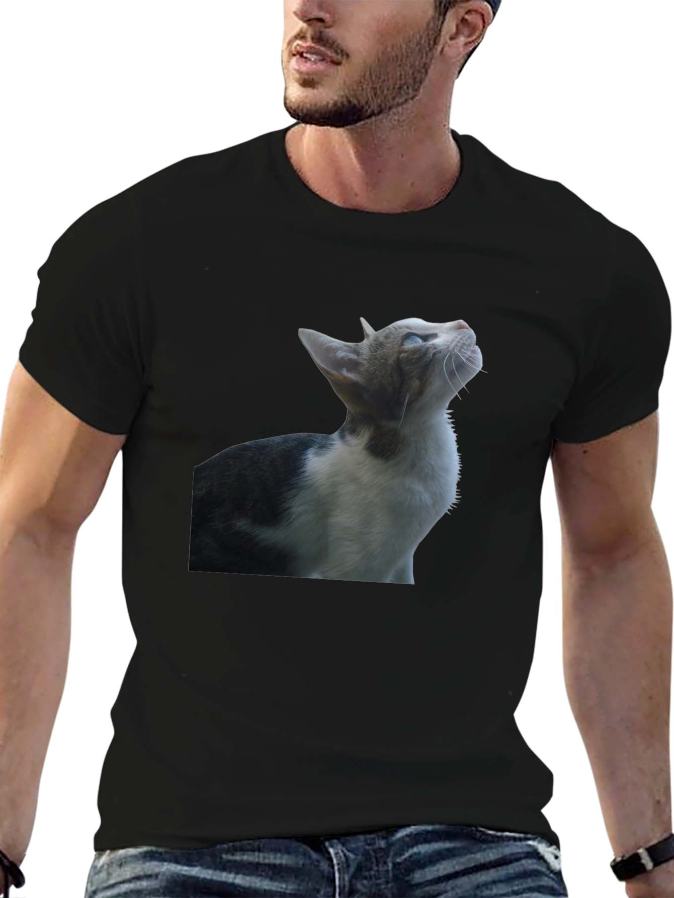 Cat Graphic Black T-Shirt