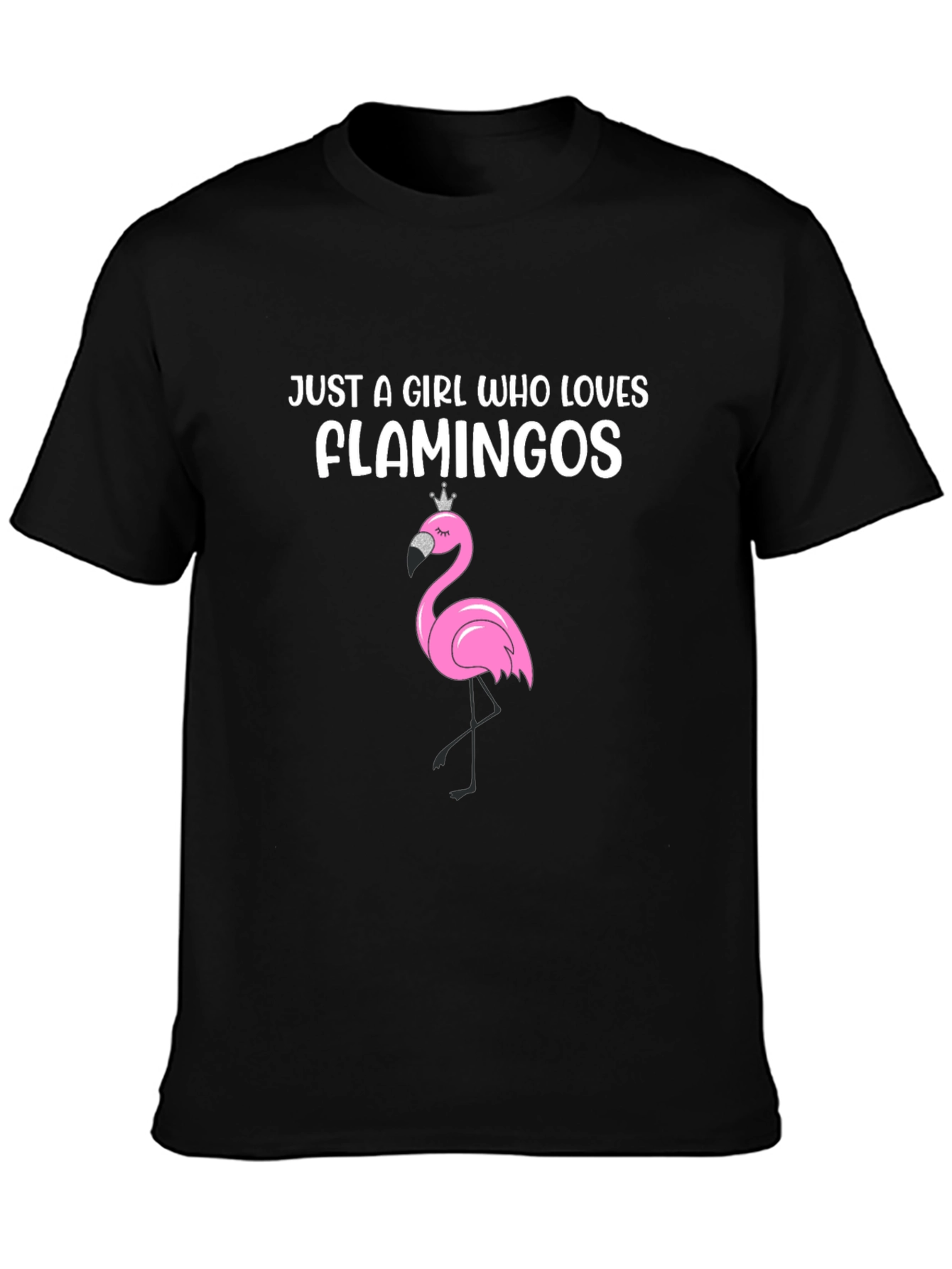 Just a Girl Who Loves Flamingos Black T-Shirt