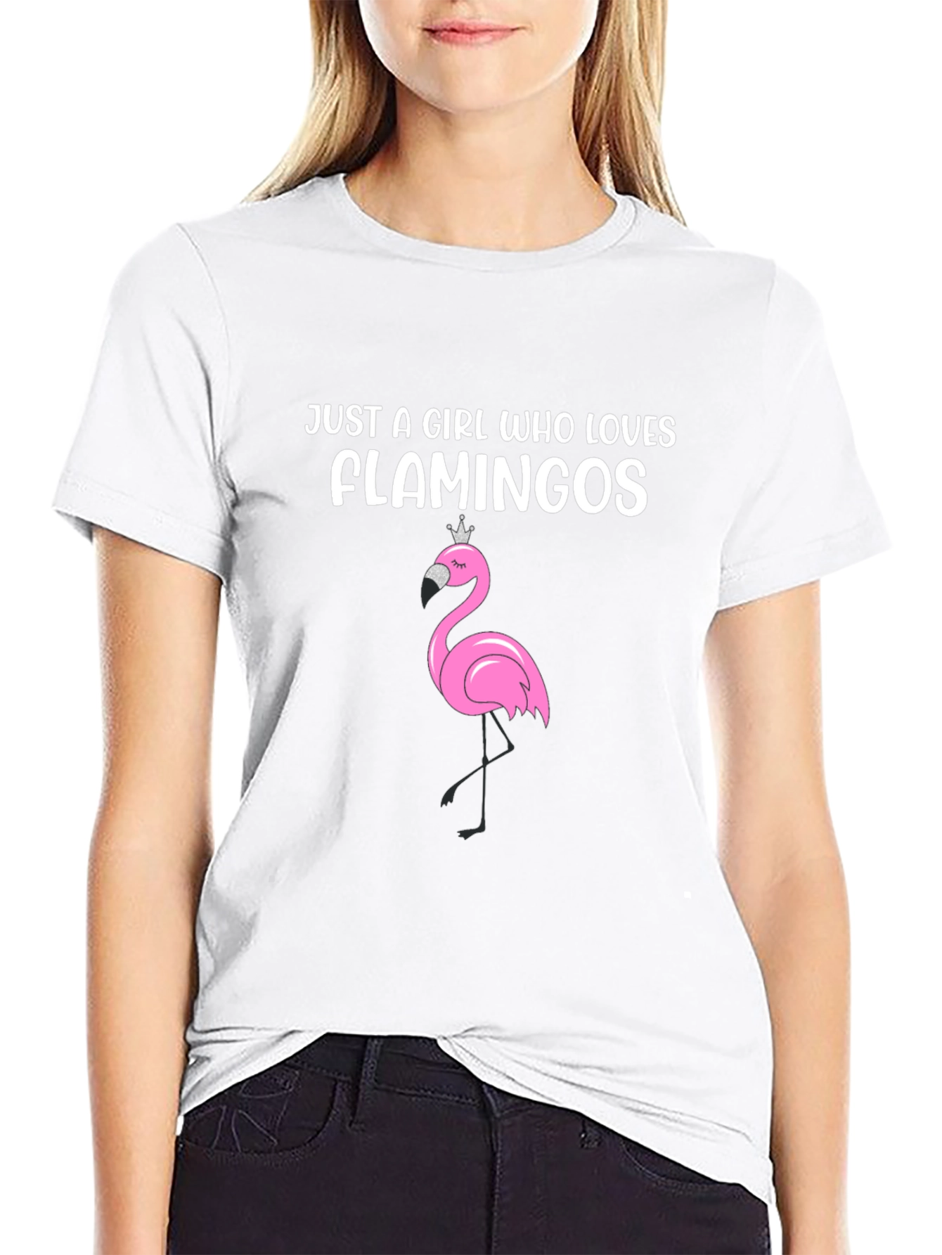 Just a Girl Who Loves Flamingos Black T-Shirt