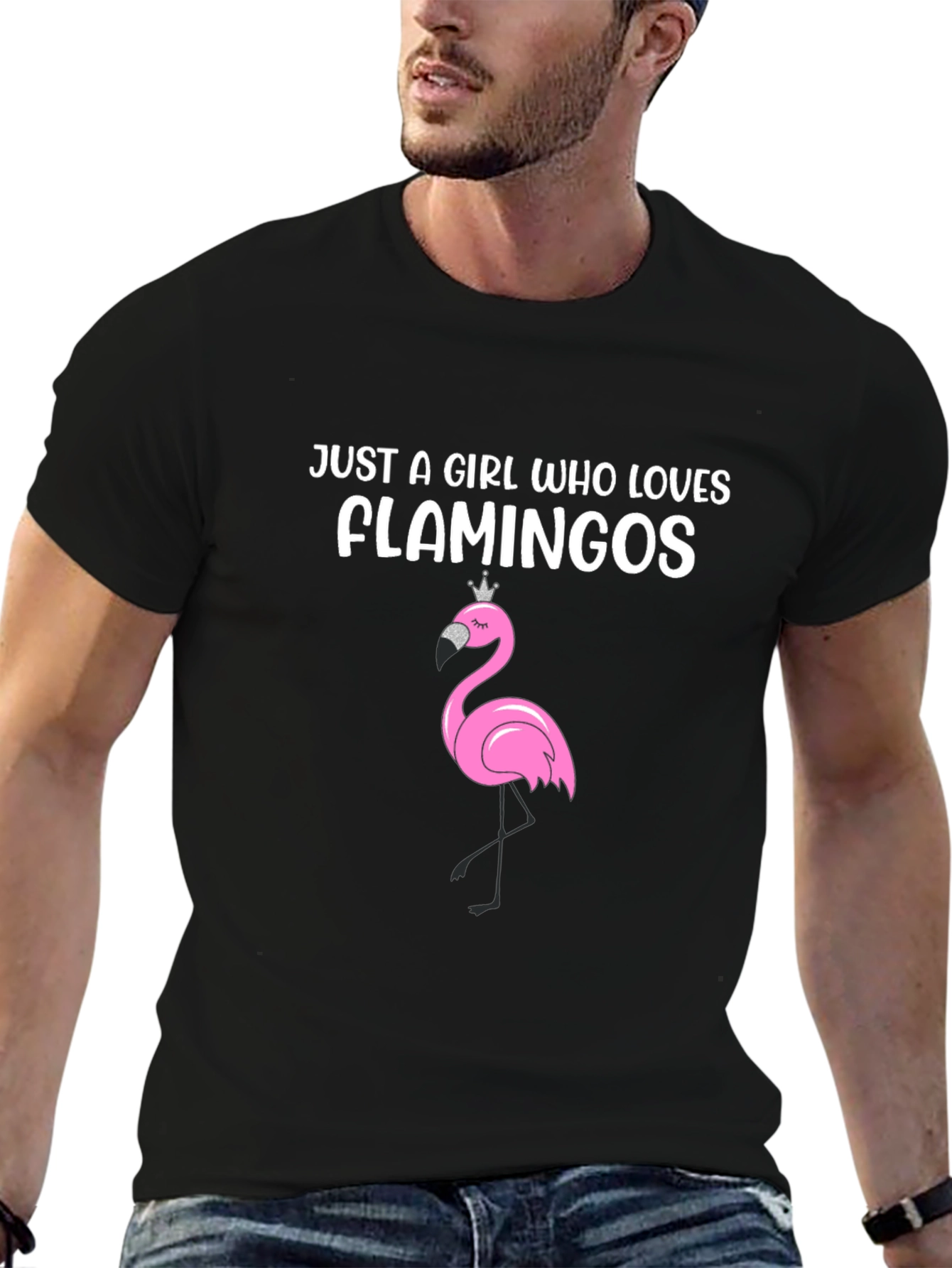 Just a Girl Who Loves Flamingos Black T-Shirt