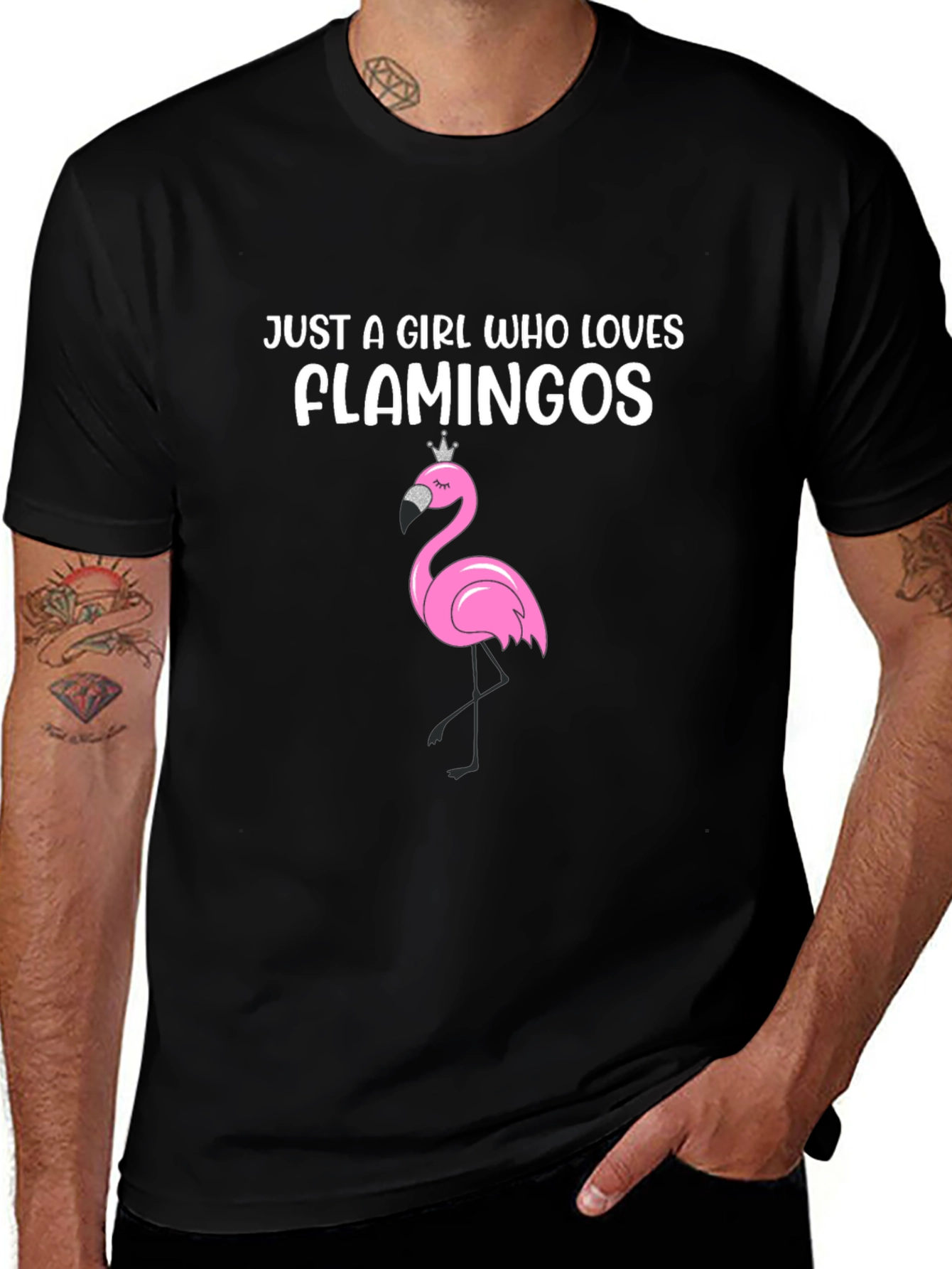 Just a Girl Who Loves Flamingos Black T-Shirt
