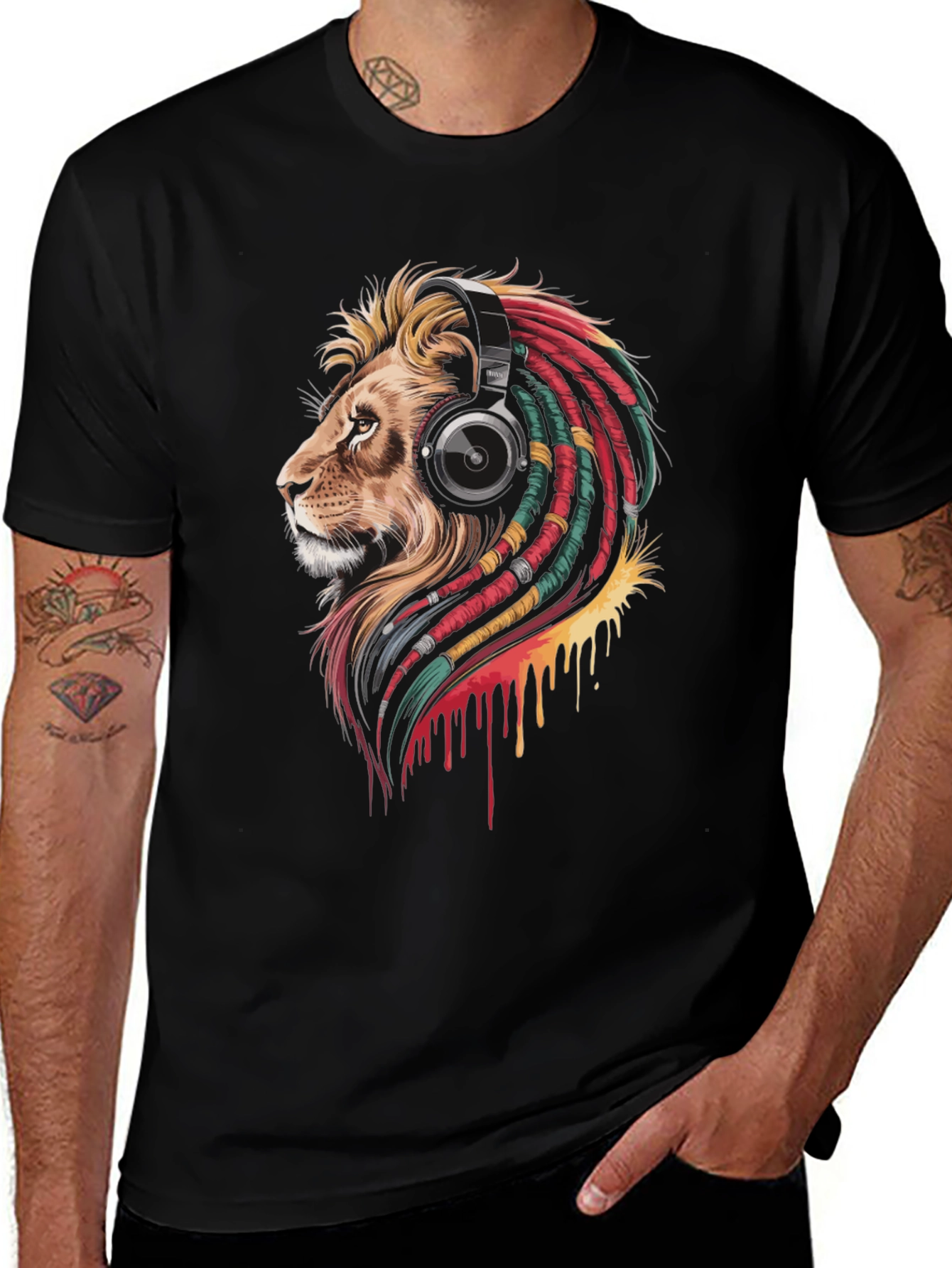 Lion Headphone Graphic T-Shirt
