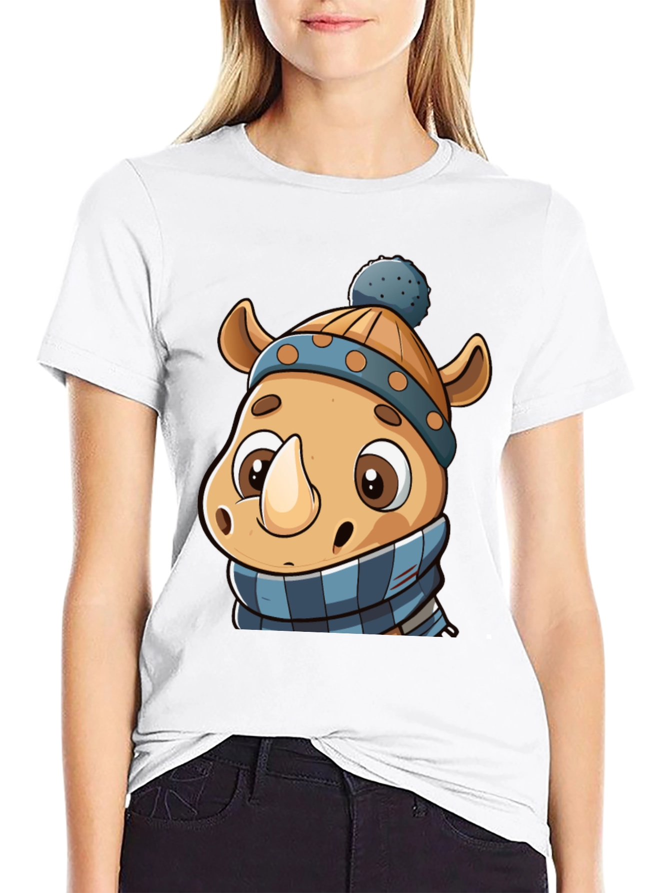 Cute Rhino Winter T-Shirt