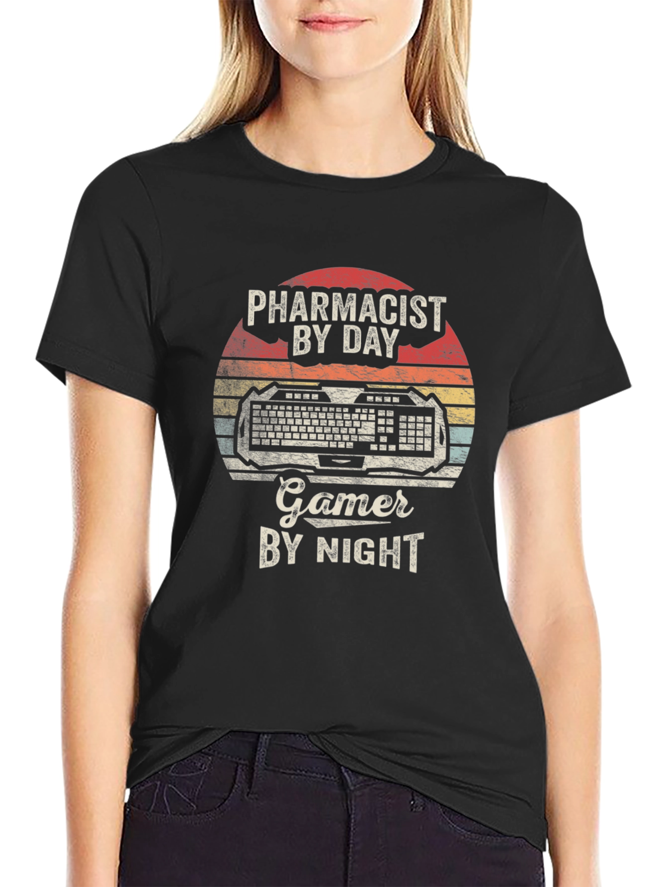 Pharmacist by Day Gamer by Night Black T-Shirt