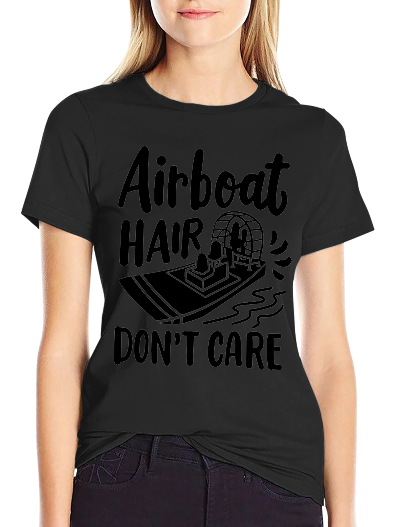 Airboat Hair Dont Care Black T-Shirt