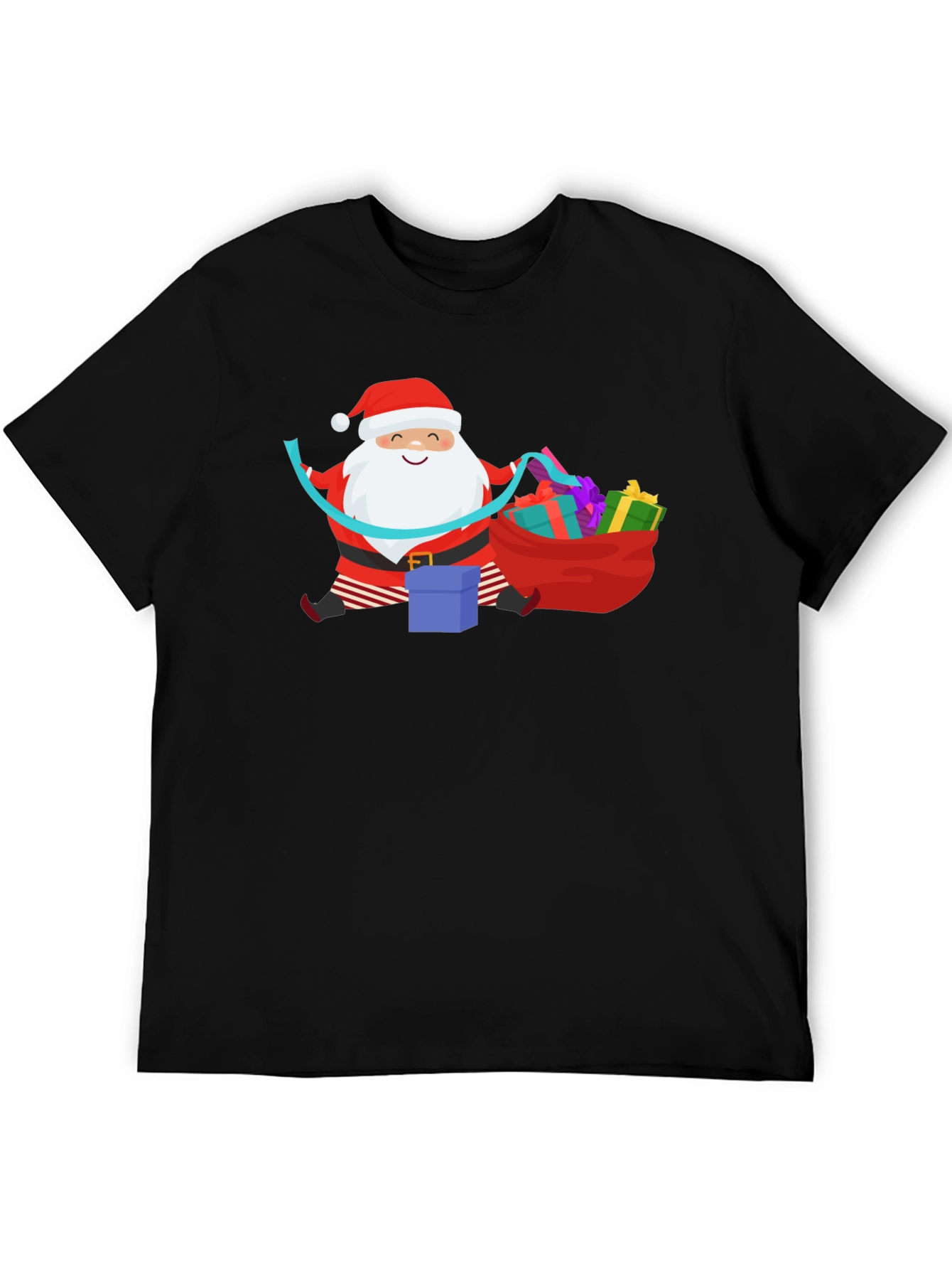 Santa with Gifts Graphic T-Shirt - Holiday Cheer