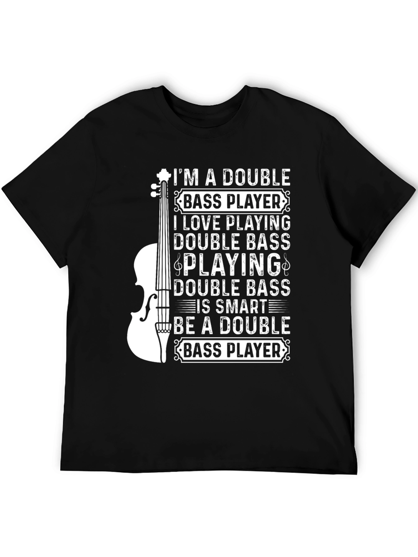 Double Bass Player Black Graphic T-Shirt