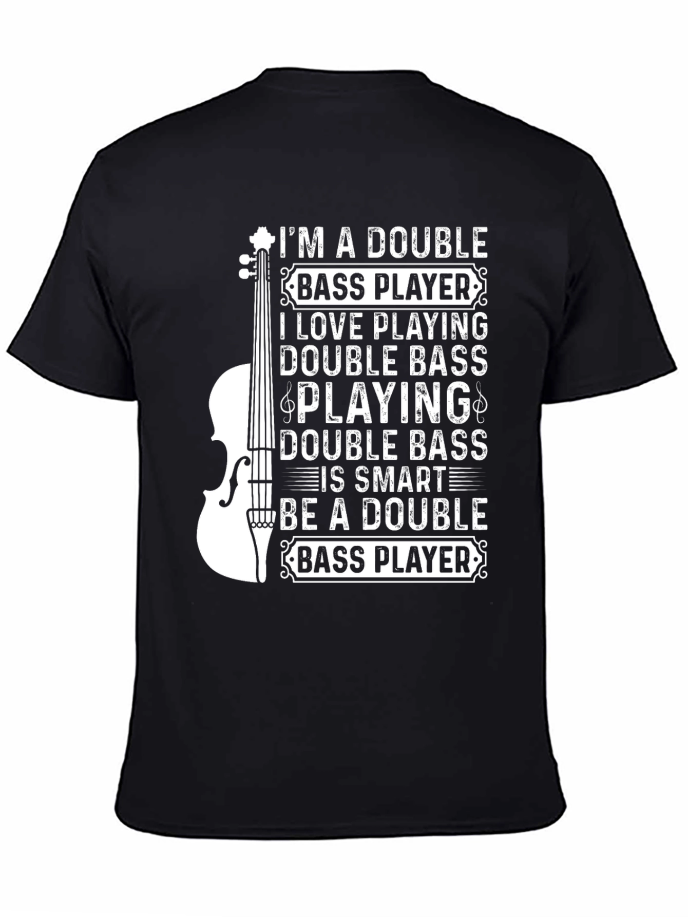 Double Bass Player Black Graphic T-Shirt