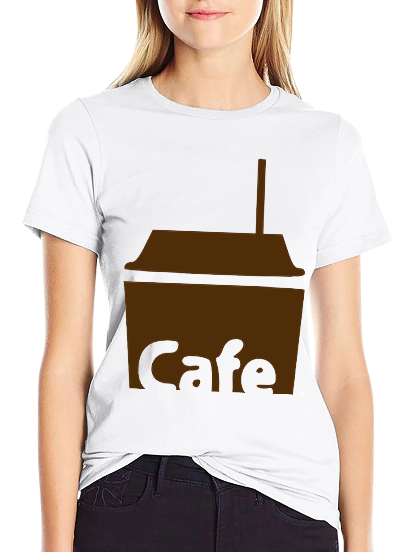 Cafe T-Shirt - Black Cotton Blend Graphic Tee
