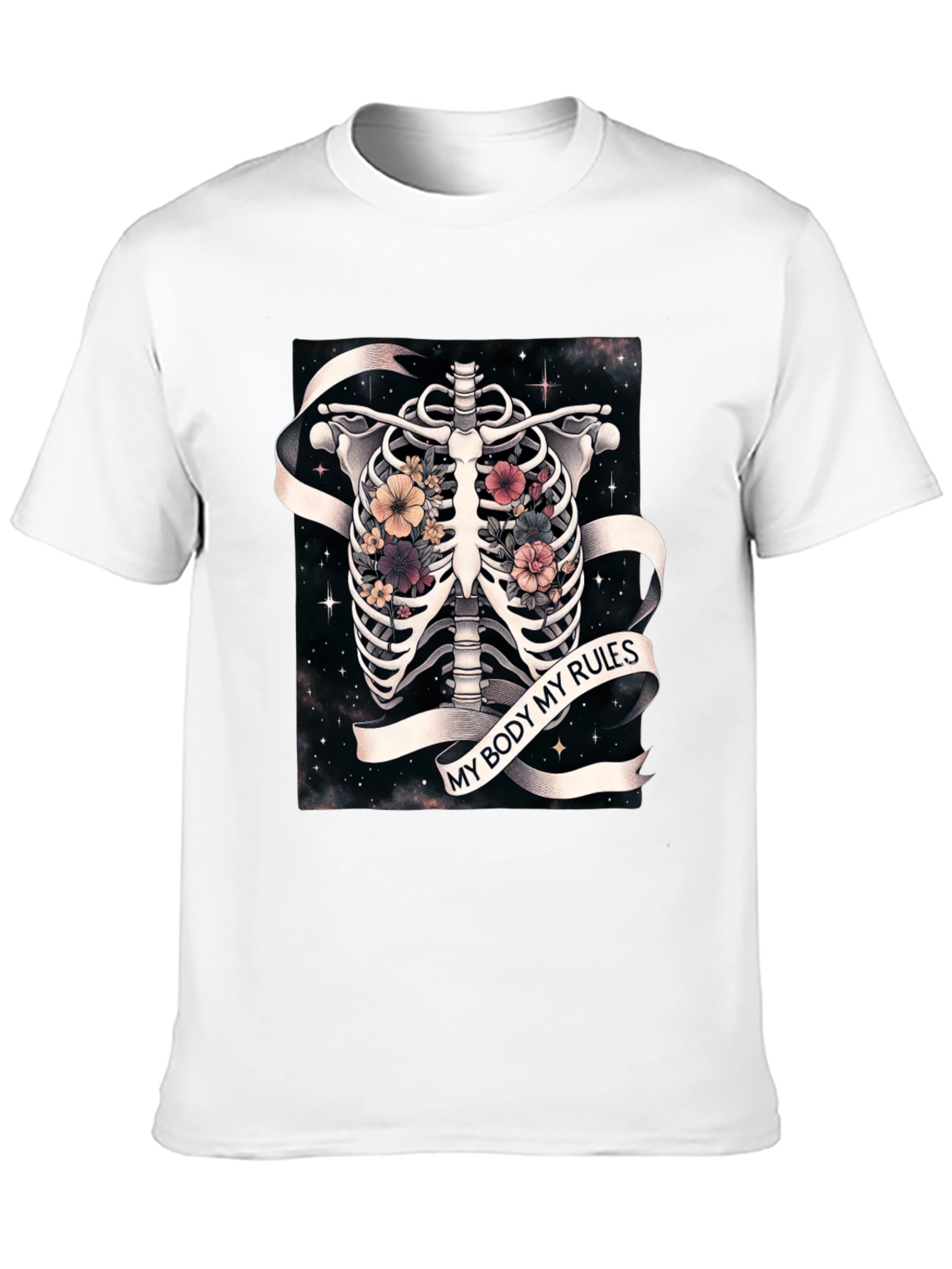 My Body My Rules Floral Skeleton T-Shirt