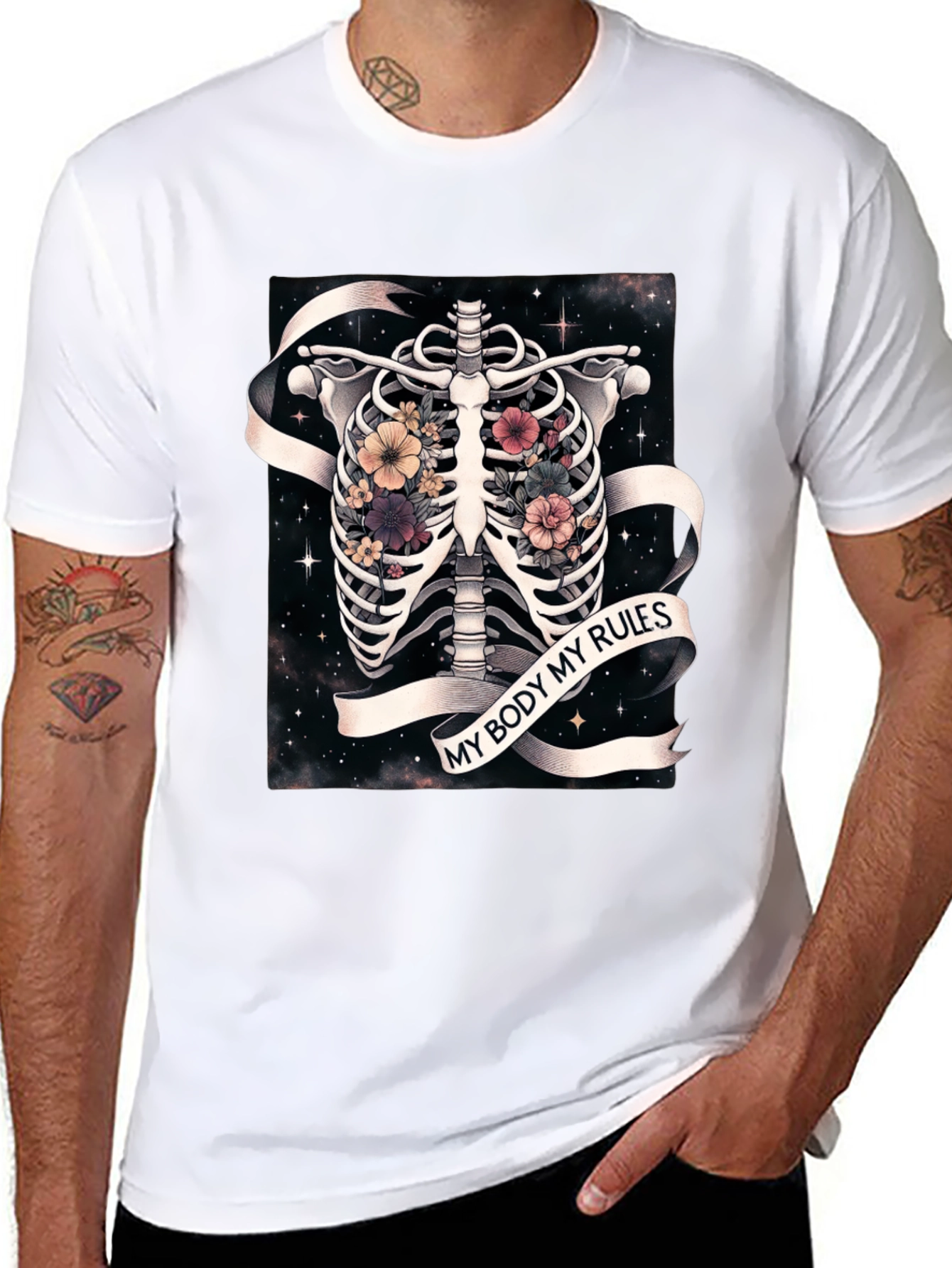 My Body My Rules Floral Skeleton T-Shirt