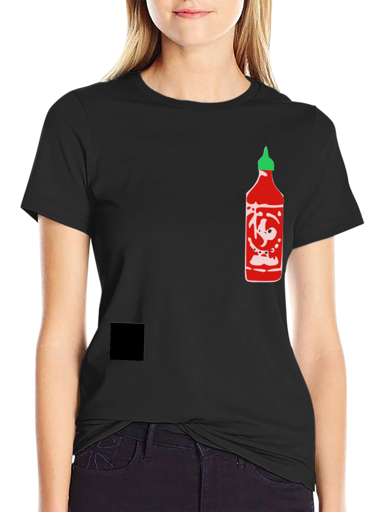 Sriracha Sauce Graphic T-Shirt - Casual Black Tee
