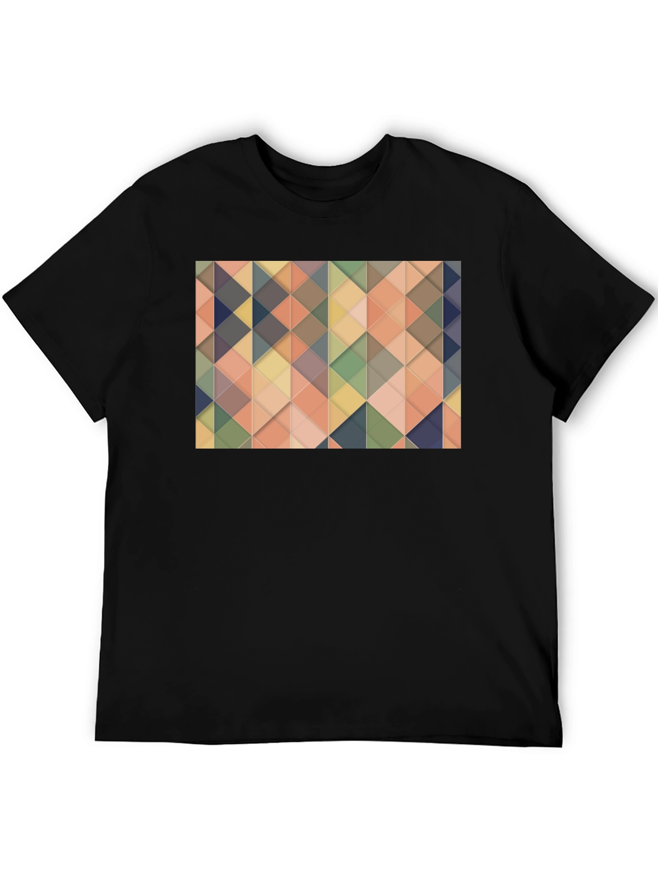 Geometric Triangle Pattern Black T-Shirt