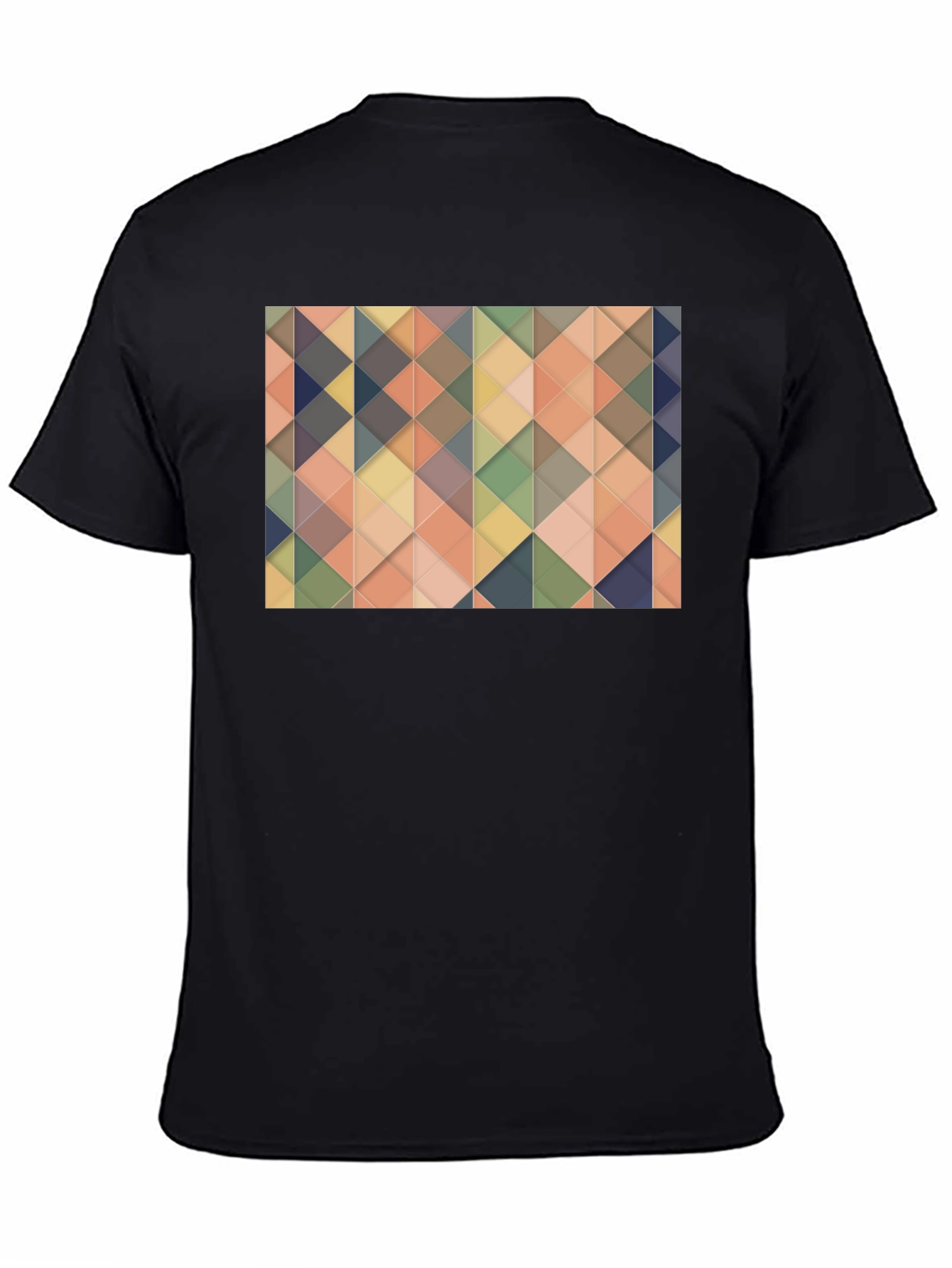 Geometric Triangle Pattern Black T-Shirt