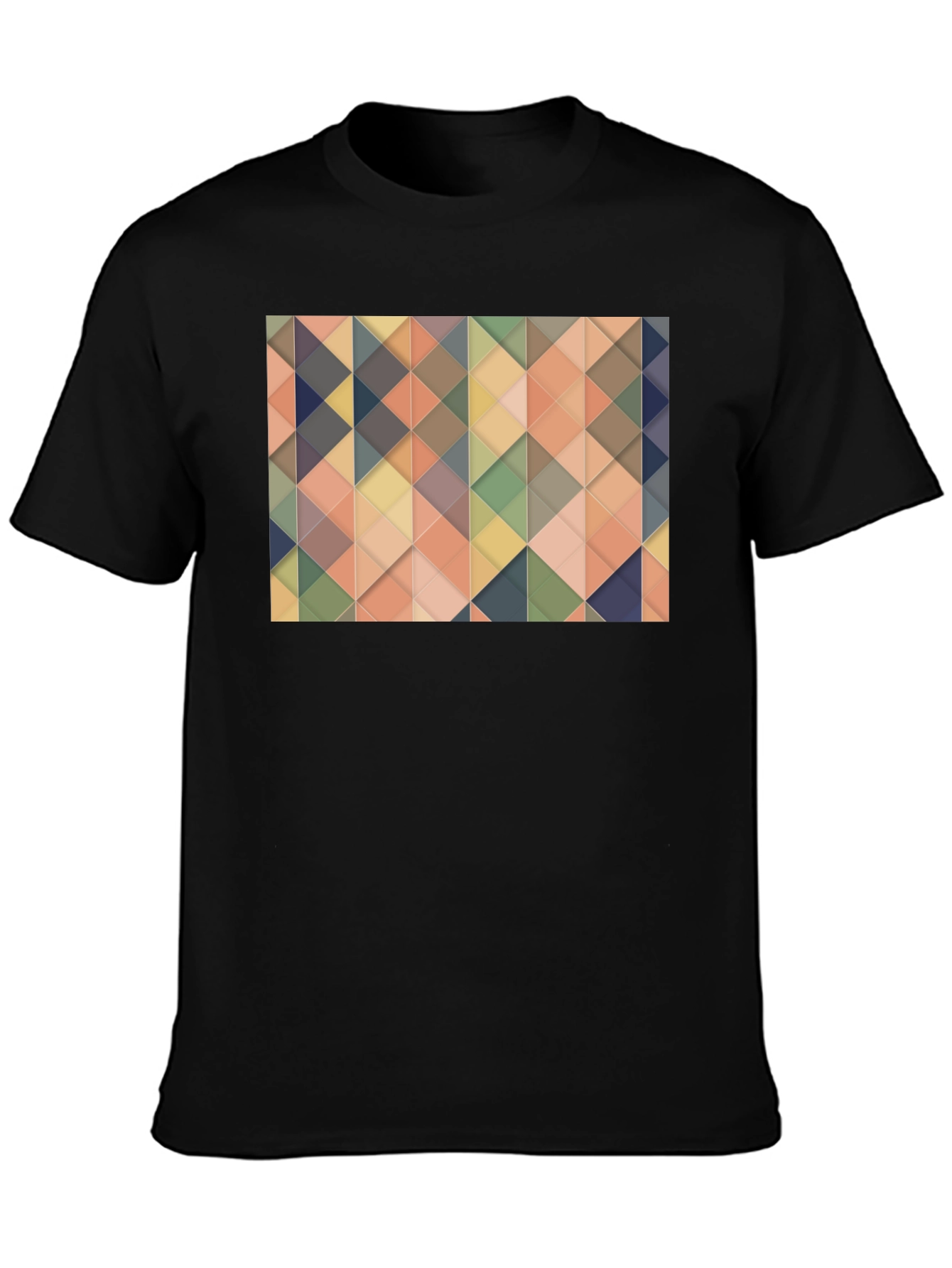Geometric Triangle Pattern Black T-Shirt