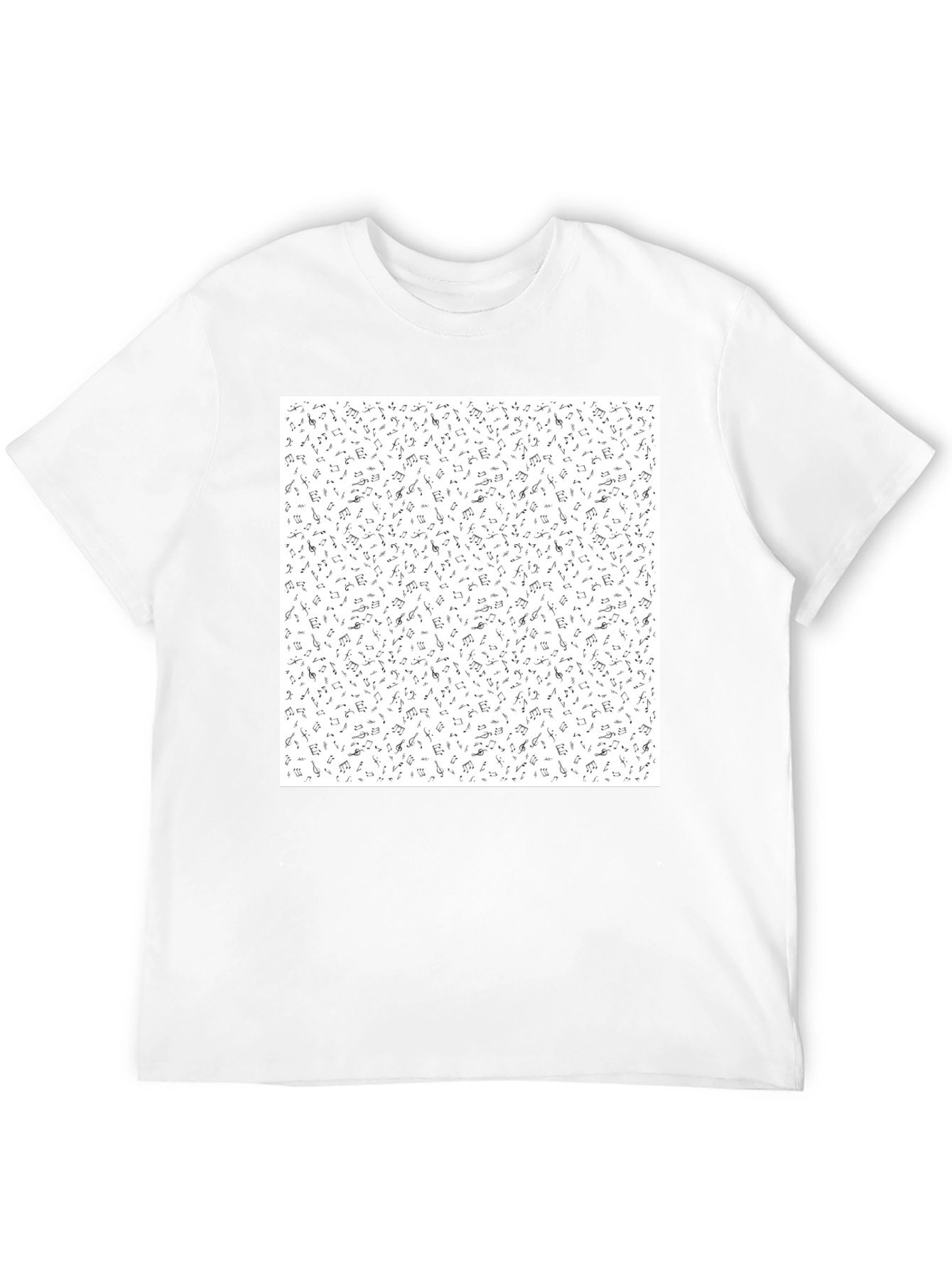 Musical Notes Pattern Black T-Shirt