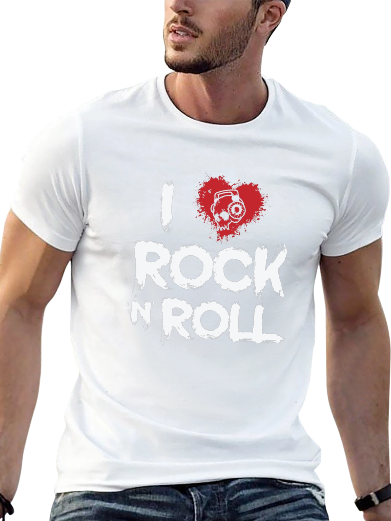 I Heart Rock N Roll Graphic T-Shirt - Black