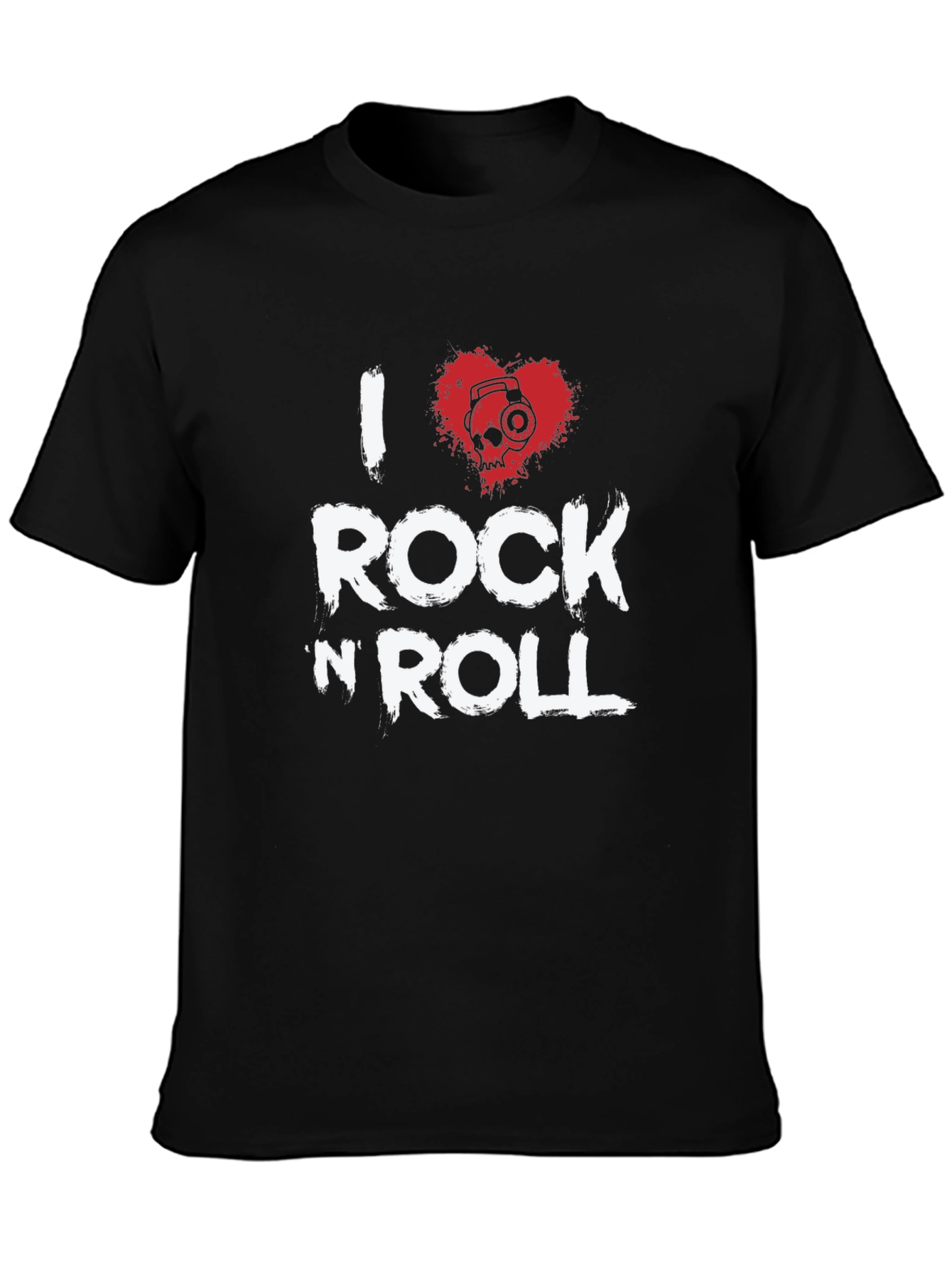 I Heart Rock N Roll Graphic T-Shirt - Black