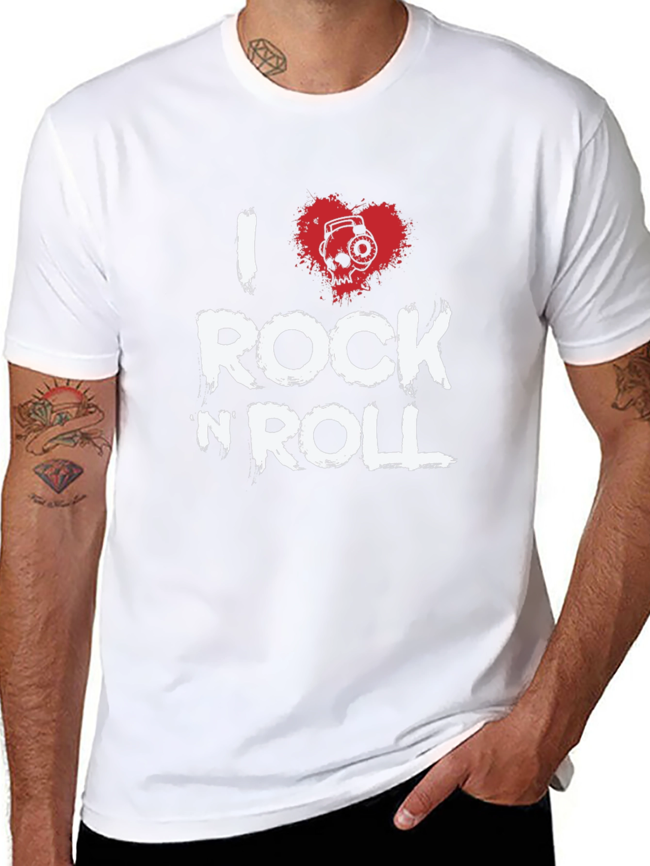 I Heart Rock N Roll Graphic T-Shirt - Black
