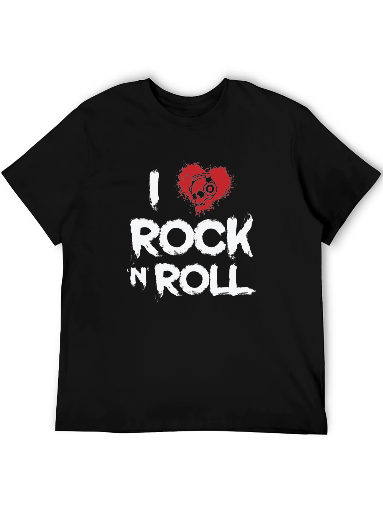 I Heart Rock N Roll Graphic T-Shirt - Black