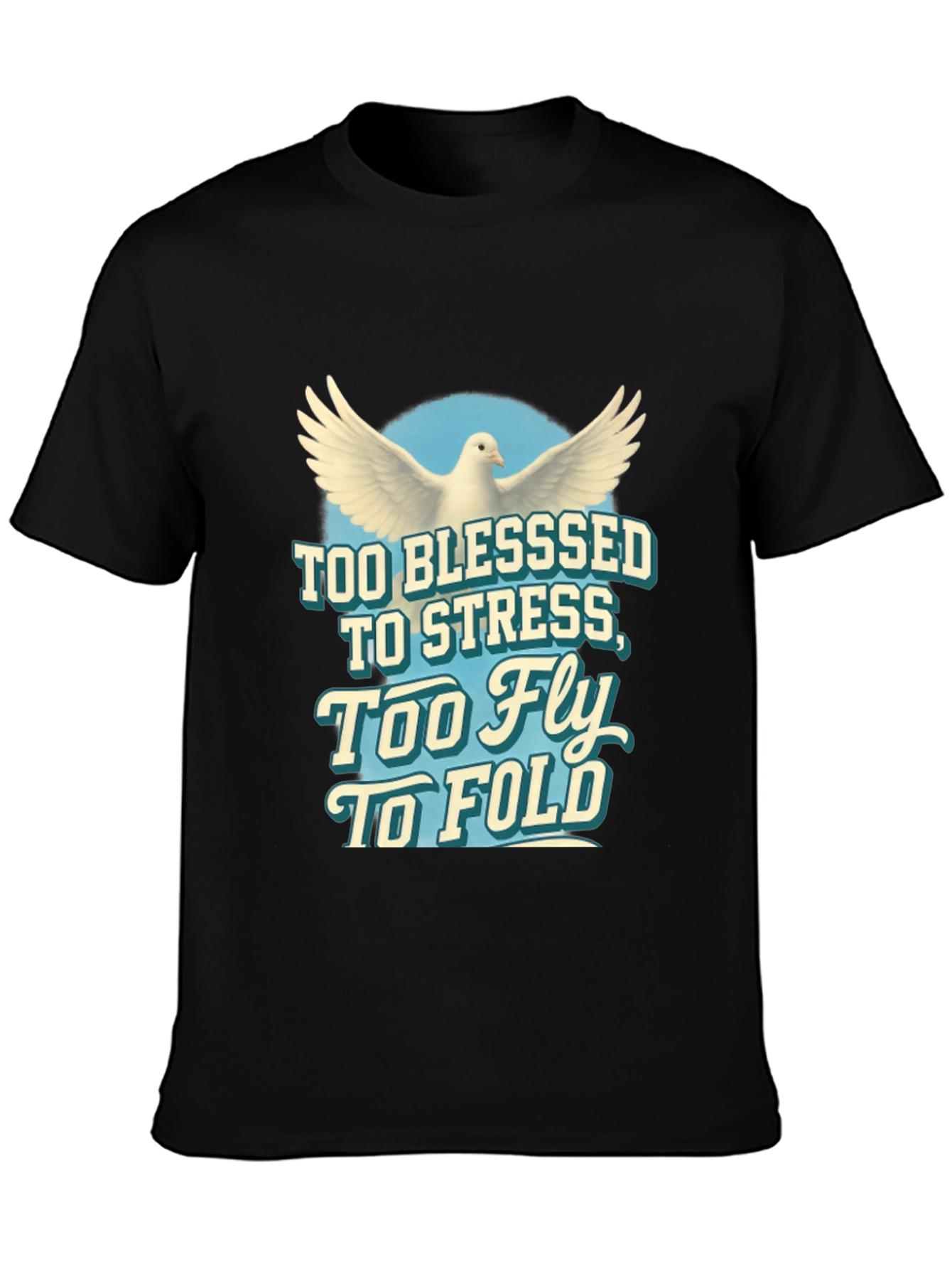 Blessed Dove Graphic Tee - Soft Black Cotton T-Shirt