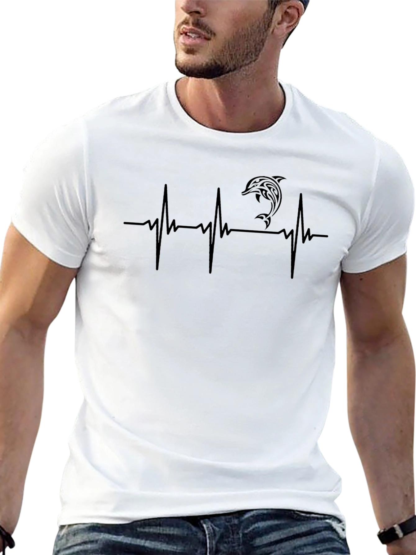 Dolphin Heartbeat T-Shirt - Black
