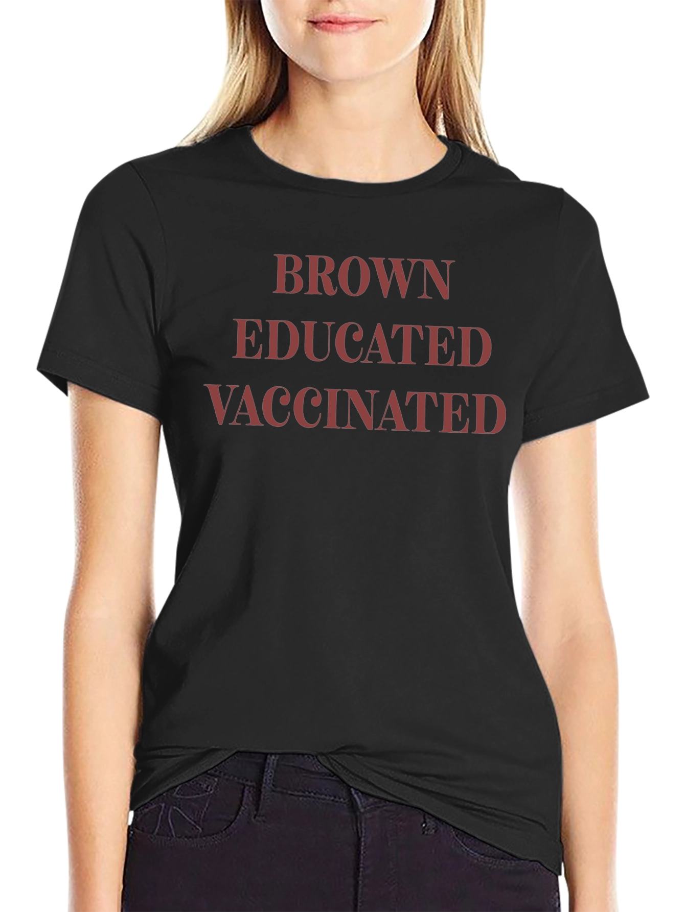 Brown Educated Vaccinated Graphic Tee