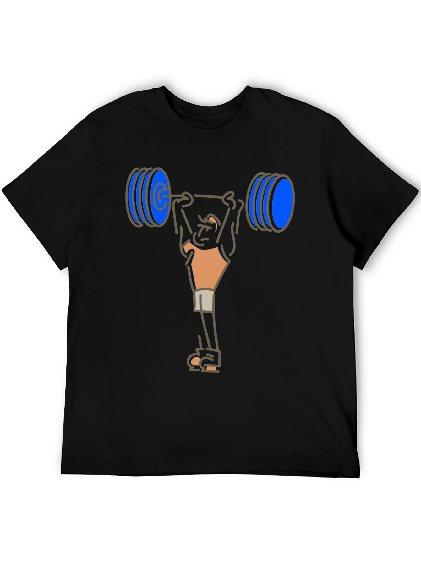 Weightlifter Cartoon T-Shirt - Black Cotton Tee