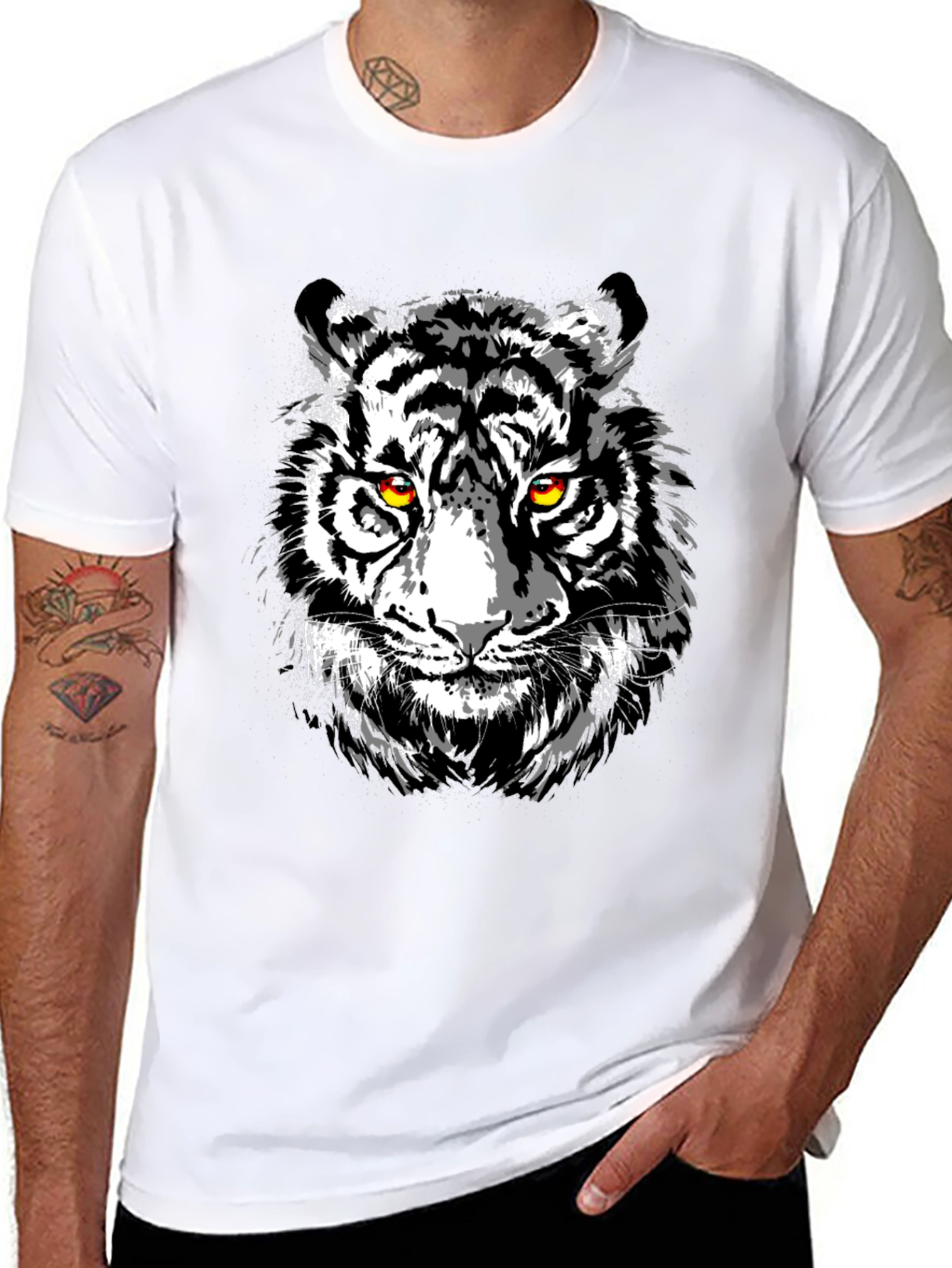 Cool Tiger Graphic Print Black T-Shirt