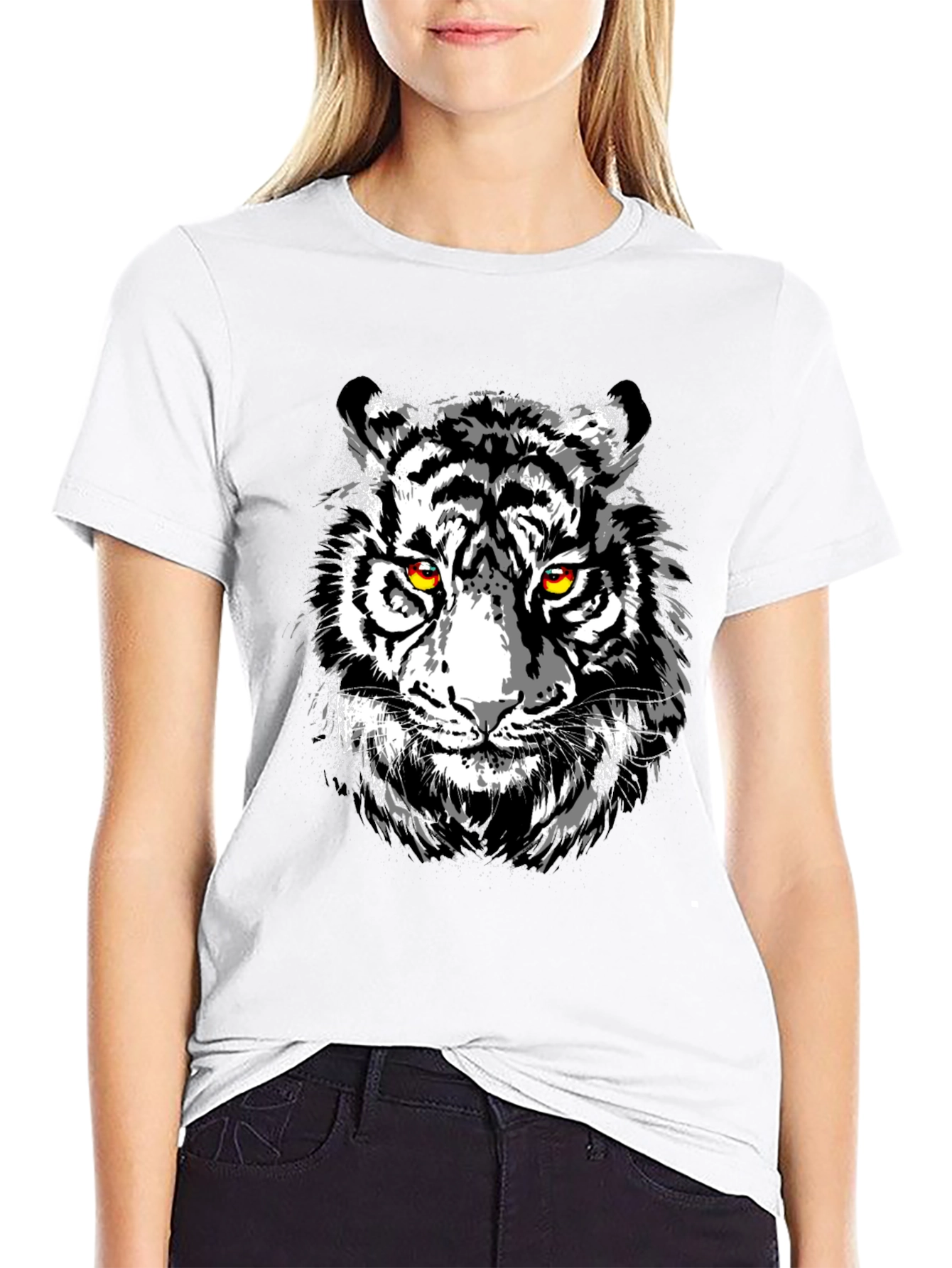 Cool Tiger Graphic Print Black T-Shirt