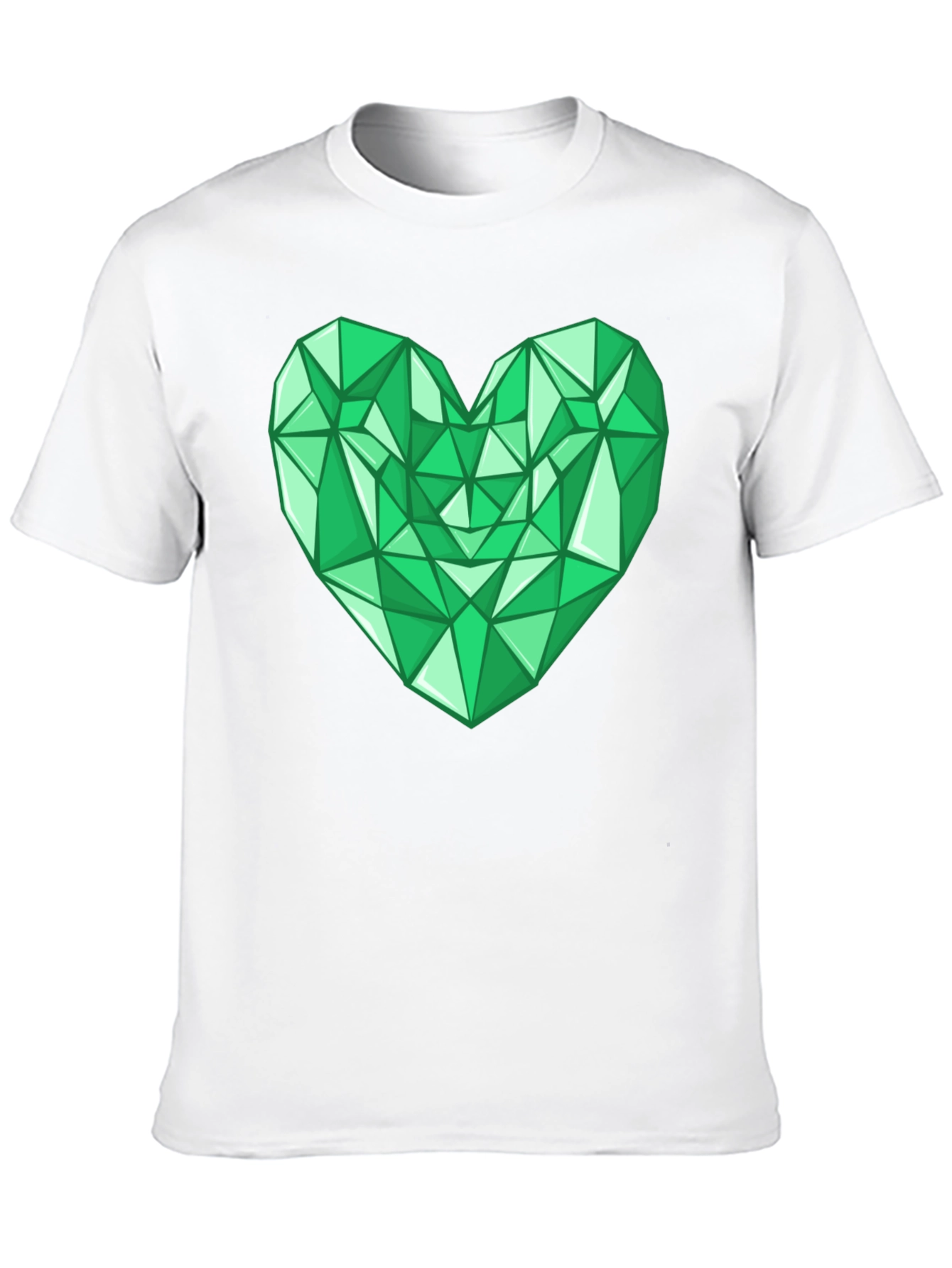 Geometric Emerald Heart Graphic Tee - Modern Style