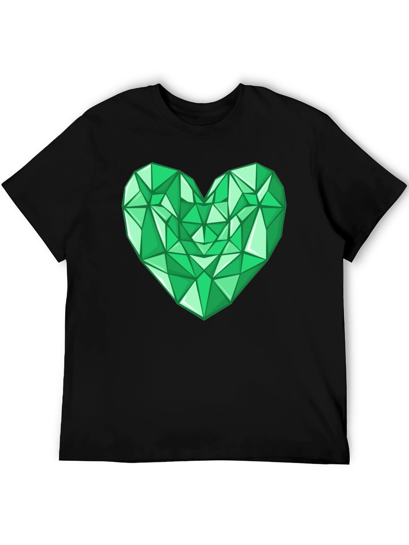 Geometric Emerald Heart Graphic Tee - Modern Style