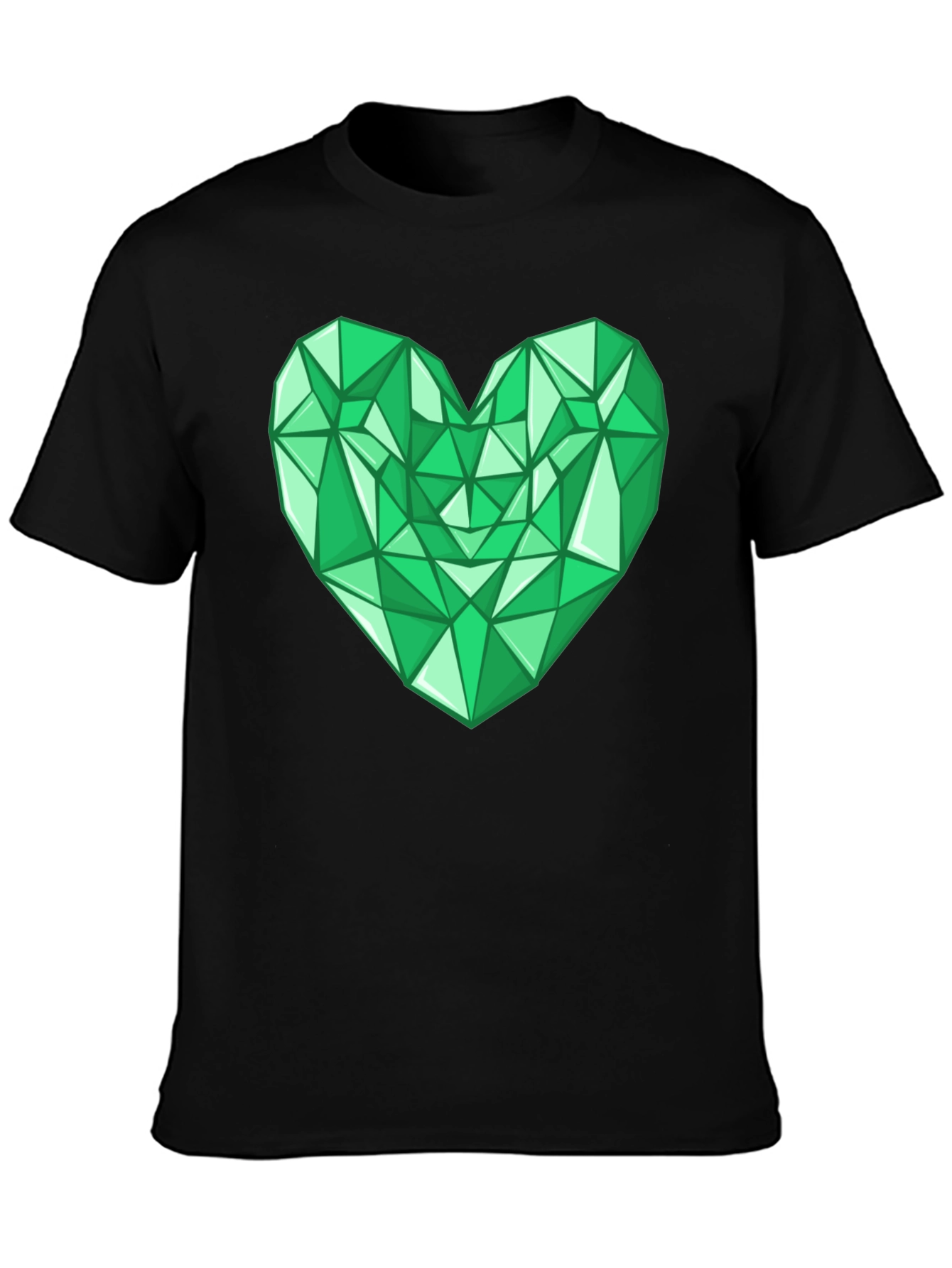 Geometric Emerald Heart Graphic Tee - Modern Style
